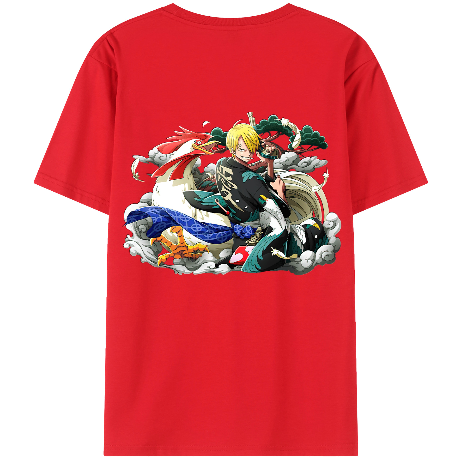 （画像用） ワンピース サンジ ONE PIECE Sanji 綿100％ メンズ半袖Tシャツ（バックプリント） 通気性
