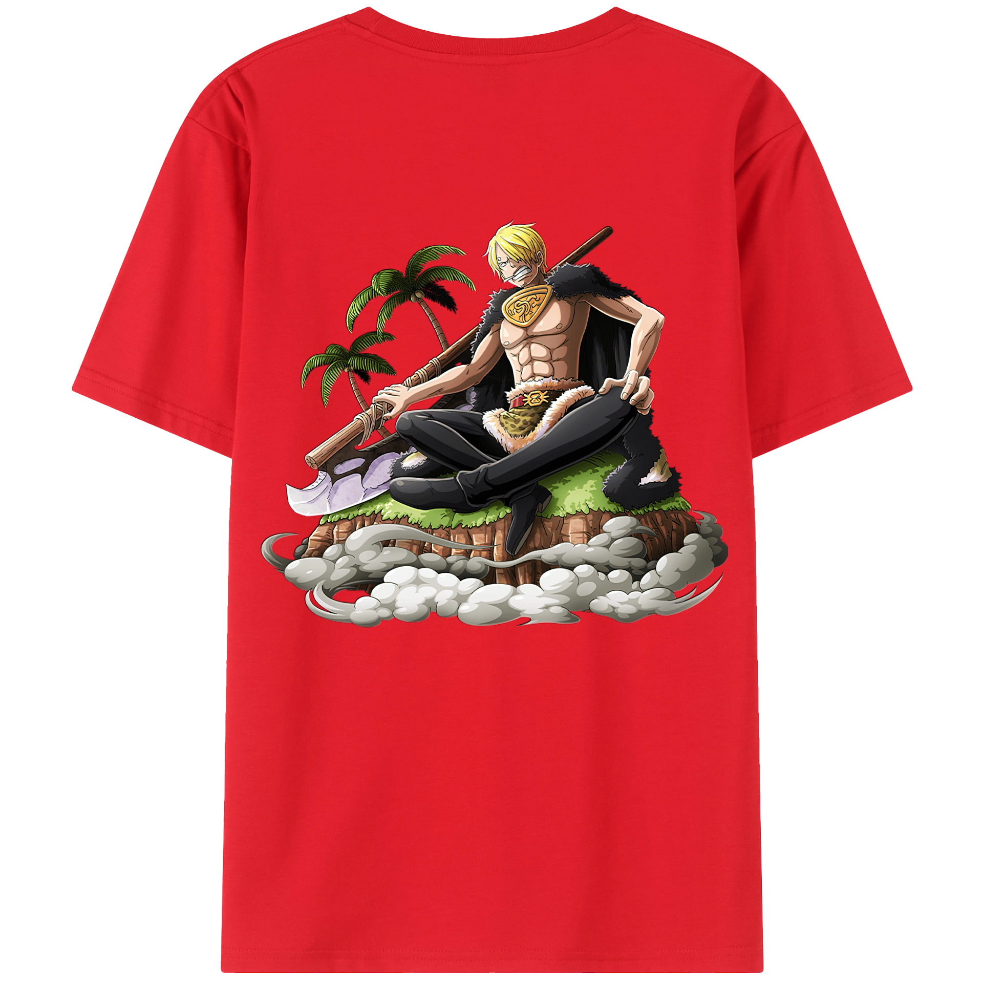（画像用） ワンピース サンジ ONE PIECE Sanji 綿100％ メンズ半袖Tシャツ（バックプリント） 通気性