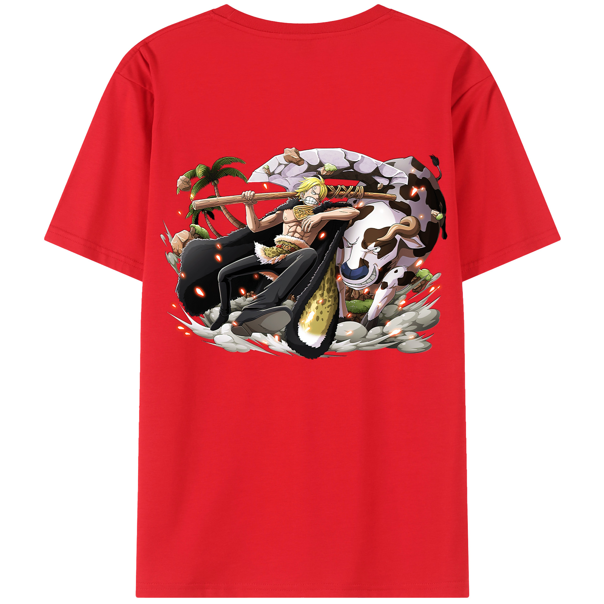 （画像用） ワンピース サンジ ONE PIECE Sanji 綿100％ メンズ半袖Tシャツ（バックプリント） 通気性