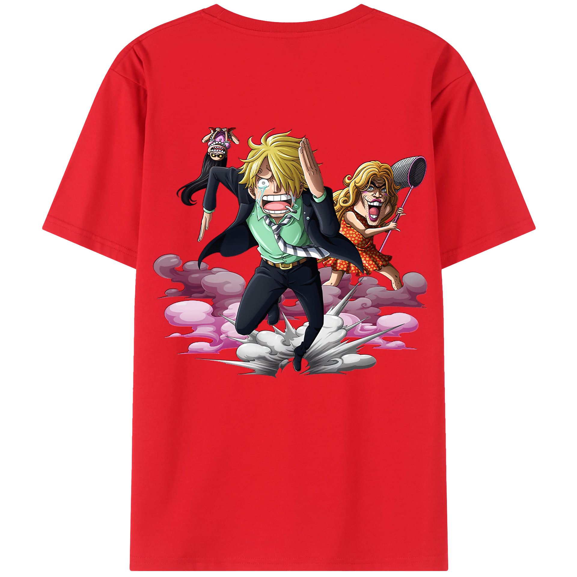 （画像用） ワンピース サンジ ONE PIECE Sanji 綿100％ メンズ半袖Tシャツ（バックプリント） 通気性