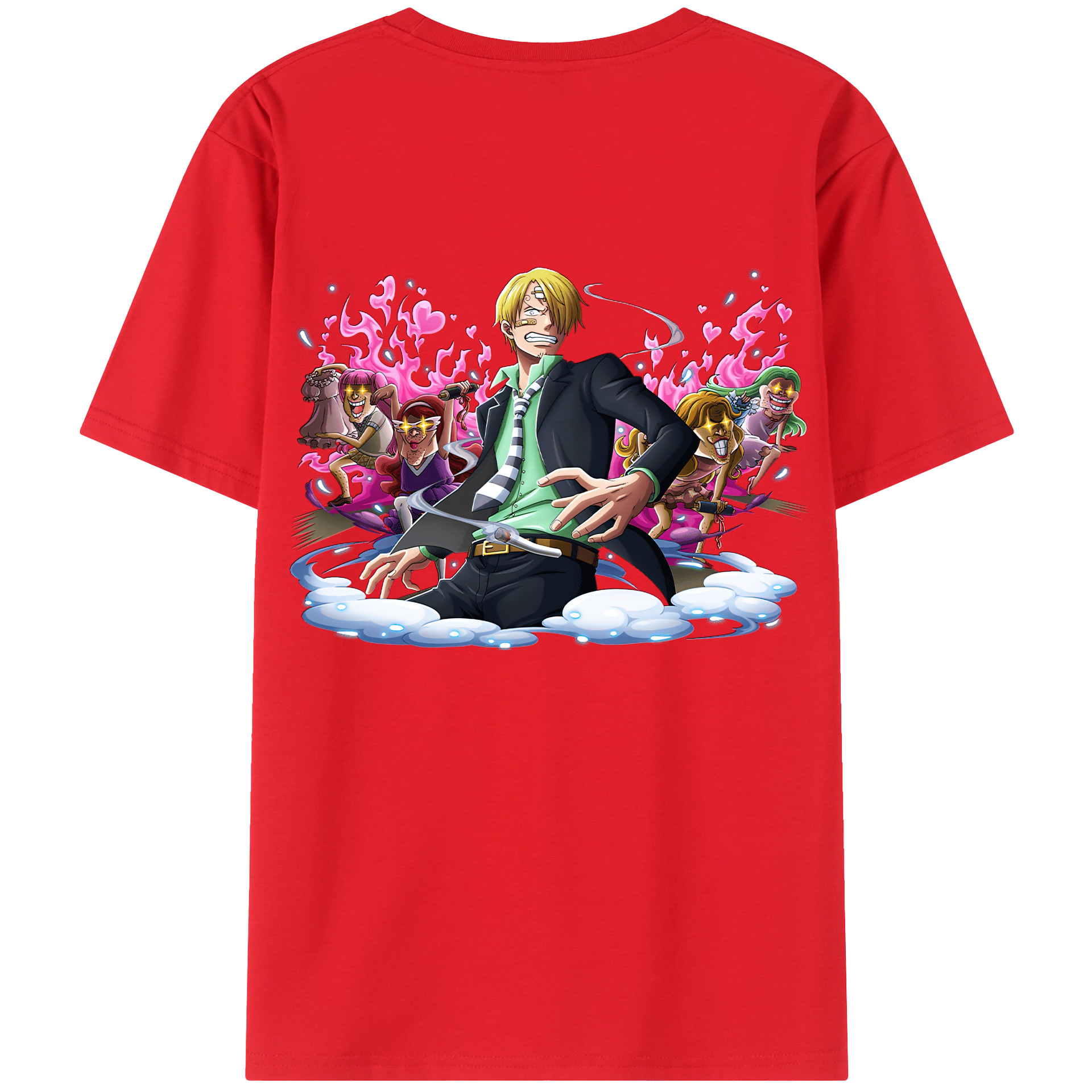 （画像用） ワンピース サンジ ONE PIECE Sanji 綿100％ メンズ半袖Tシャツ（バックプリント） 通気性