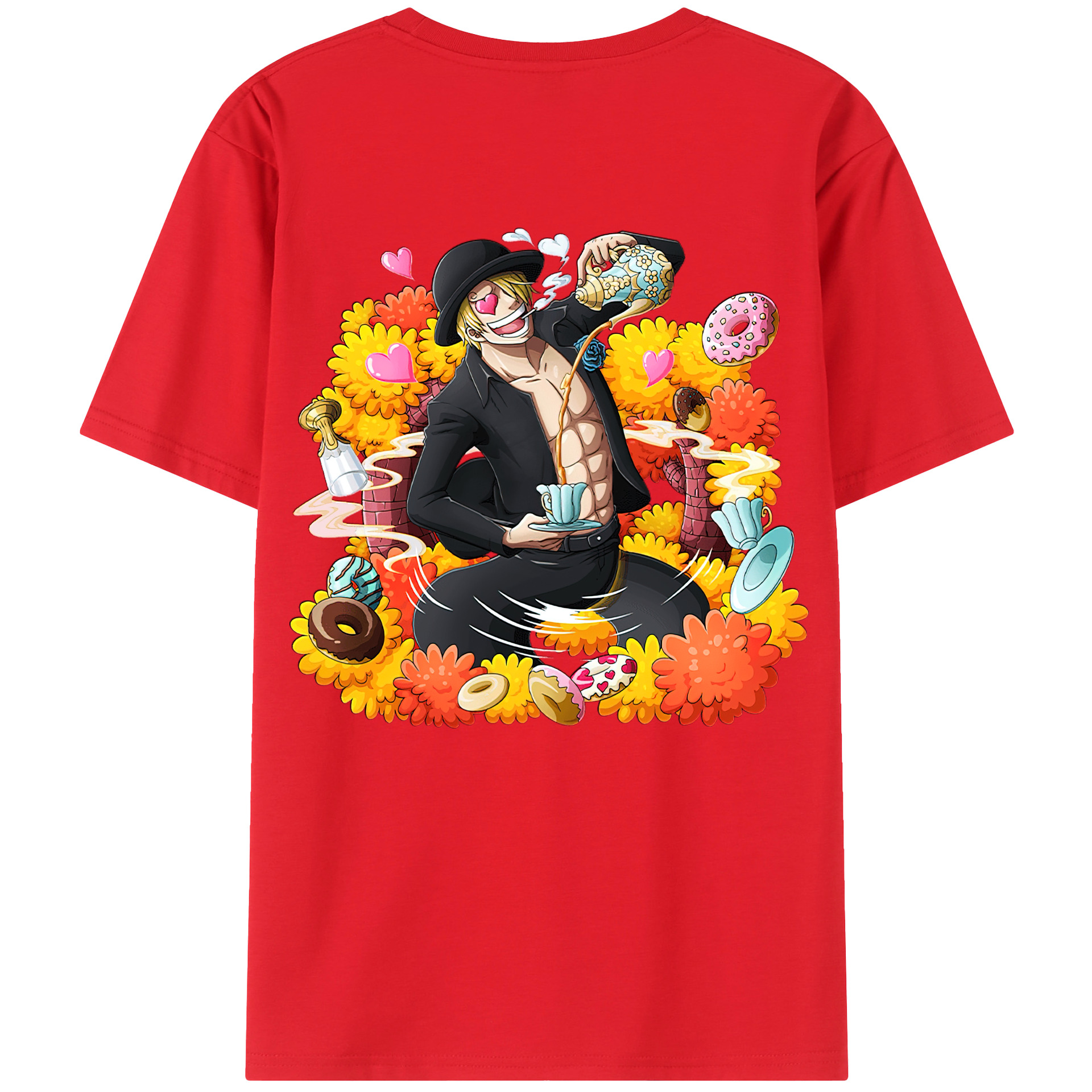 （画像用） ワンピース サンジ ONE PIECE Sanji 綿100％ メンズ半袖Tシャツ（バックプリント） 通気性