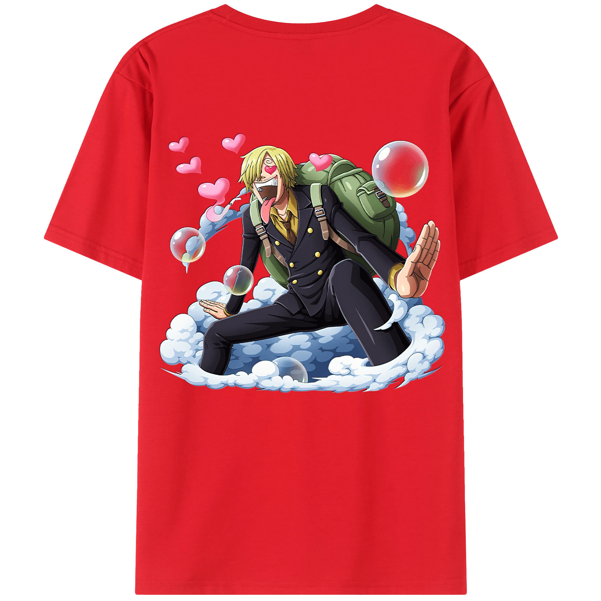 （画像用） ワンピース サンジ ONE PIECE Sanji 綿100％ メンズ半袖Tシャツ（バックプリント） 通気性