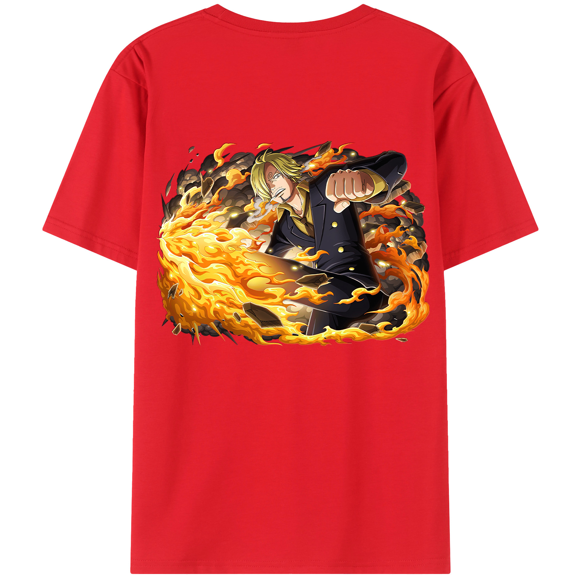 （画像用） ワンピース サンジ ONE PIECE Sanji 綿100％ メンズ半袖Tシャツ（バックプリント） 通気性