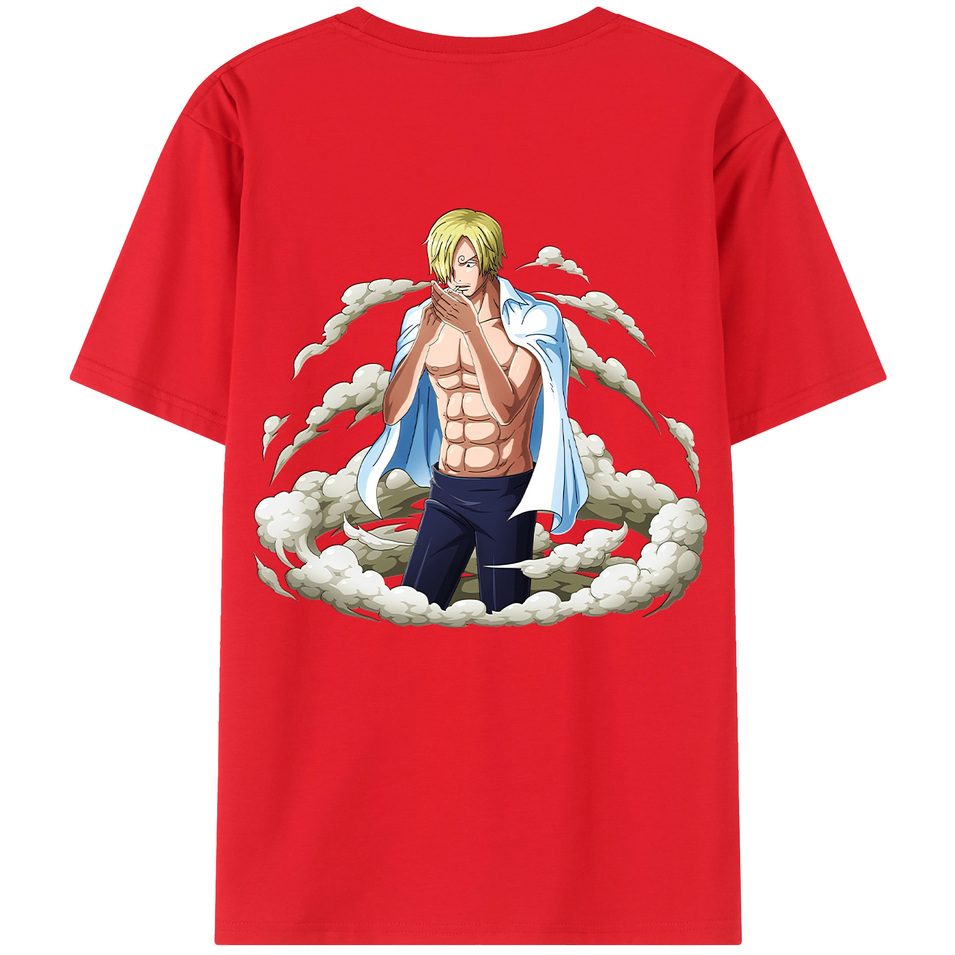 （画像用） ワンピース サンジ ONE PIECE Sanji 綿100％ メンズ半袖Tシャツ（バックプリント） 通気性