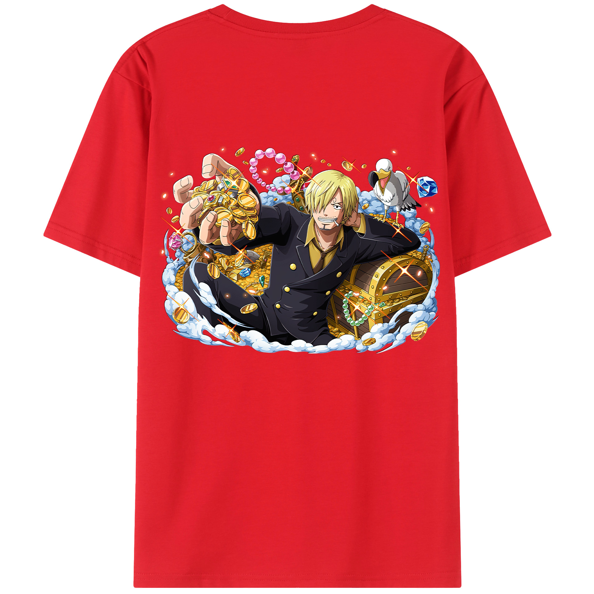 （画像用） ワンピース サンジ ONE PIECE Sanji 綿100％ メンズ半袖Tシャツ（バックプリント） 通気性