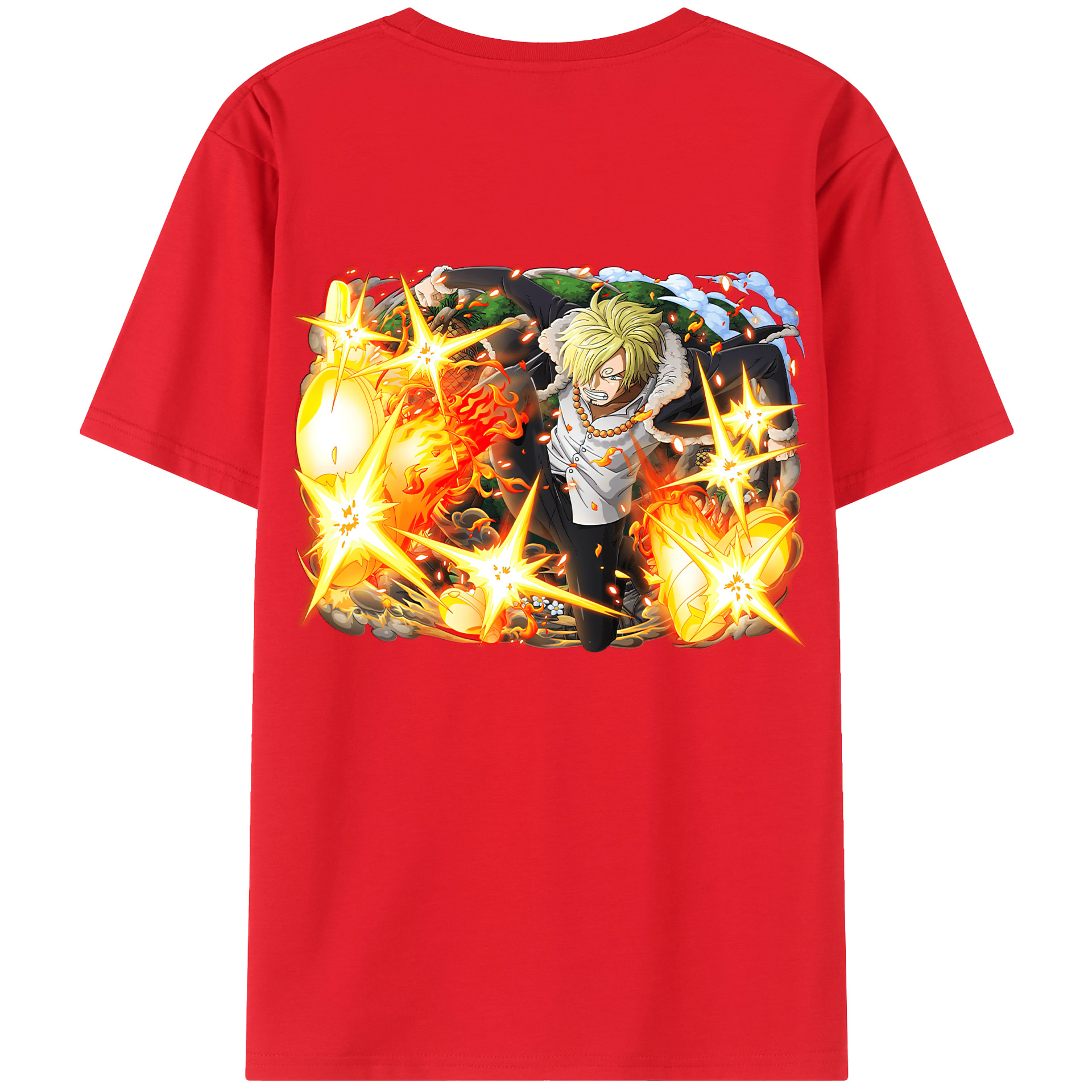（画像用） ワンピース サンジ ONE PIECE Sanji 綿100％ メンズ半袖Tシャツ（バックプリント） 通気性