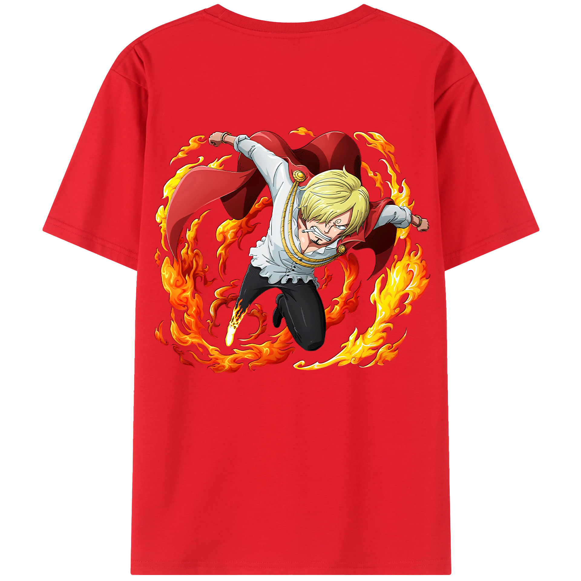 （画像用） ワンピース サンジ ONE PIECE Sanji 綿100％ メンズ半袖Tシャツ（バックプリント） 通気性