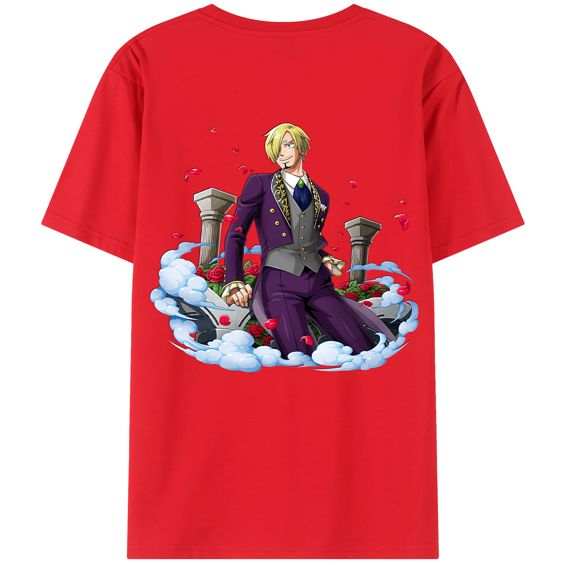 （画像用） ワンピース サンジ ONE PIECE Sanji 綿100％ メンズ半袖Tシャツ（バックプリント） 通気性