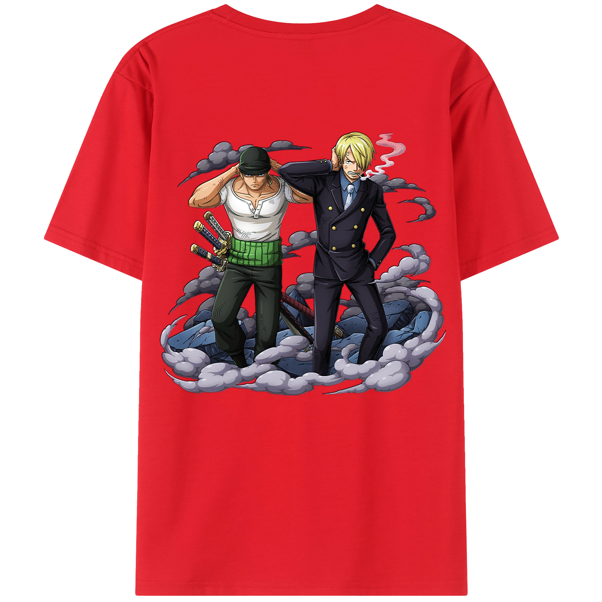 （画像用） ワンピース サンジ ONE PIECE Sanji 綿100％ メンズ半袖Tシャツ（バックプリント） 通気性