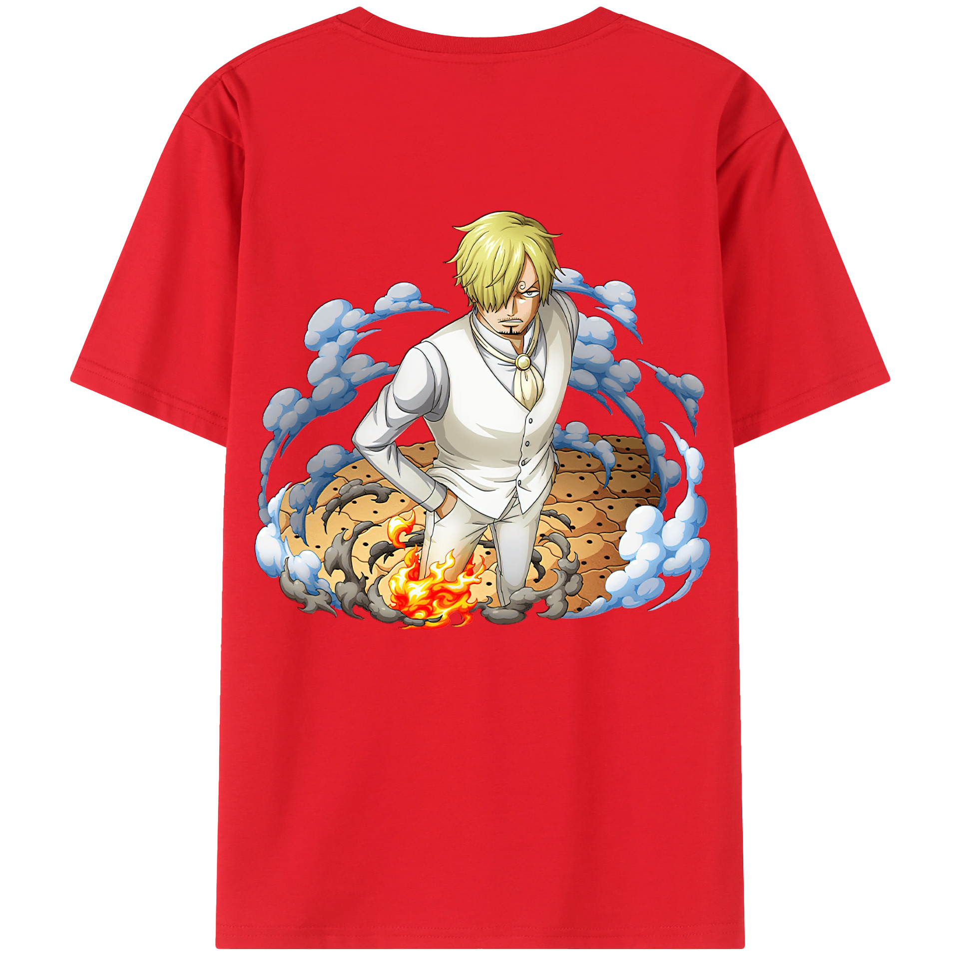 （画像用） ワンピース サンジ ONE PIECE Sanji 綿100％ メンズ半袖Tシャツ（バックプリント） 通気性