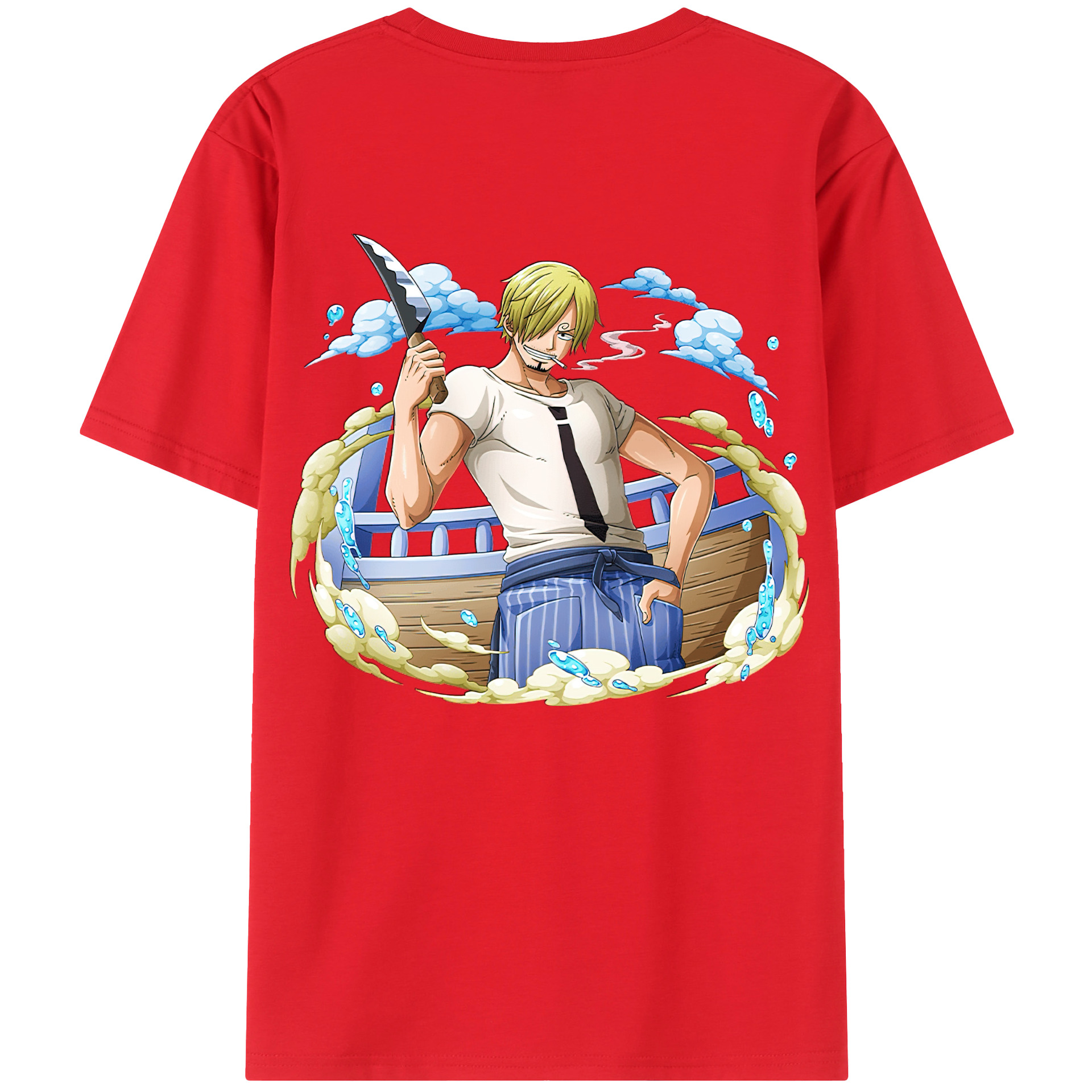 （画像用） ワンピース サンジ ONE PIECE Sanji 綿100％ メンズ半袖Tシャツ（バックプリント） 通気性