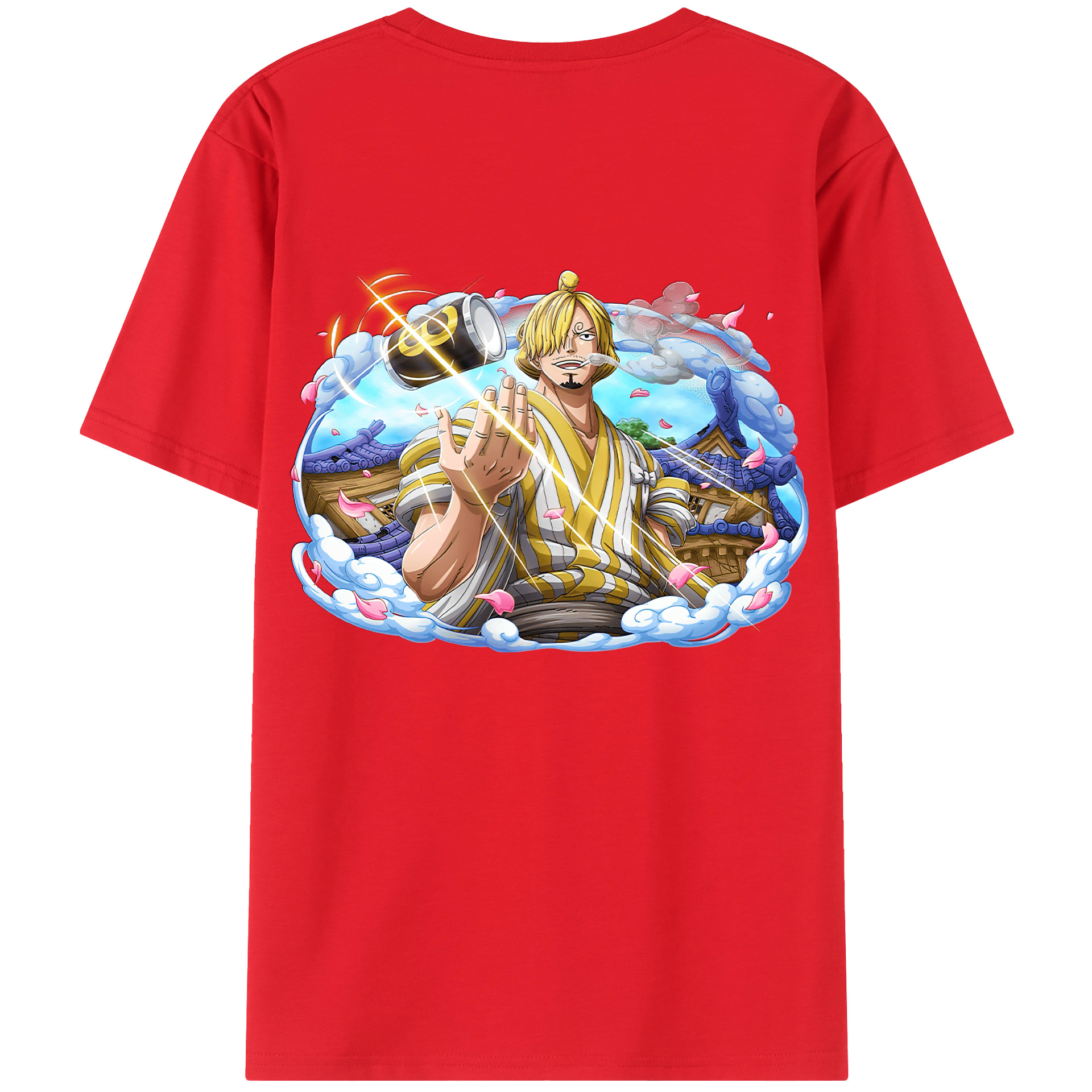 （画像用） ワンピース サンジ ONE PIECE Sanji 綿100％ メンズ半袖Tシャツ（バックプリント） 通気性