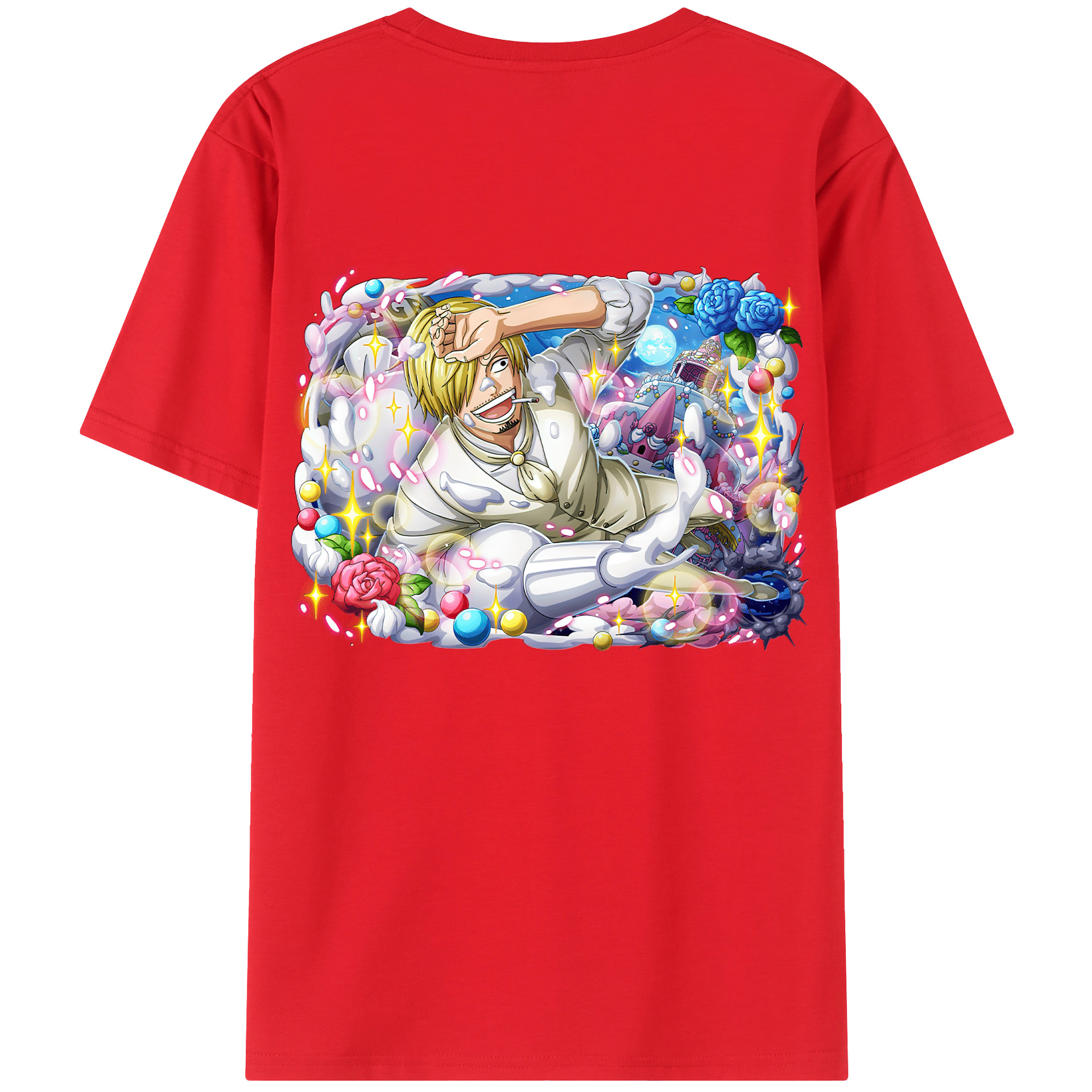 （画像用） ワンピース サンジ ONE PIECE Sanji 綿100％ メンズ半袖Tシャツ（バックプリント） 通気性