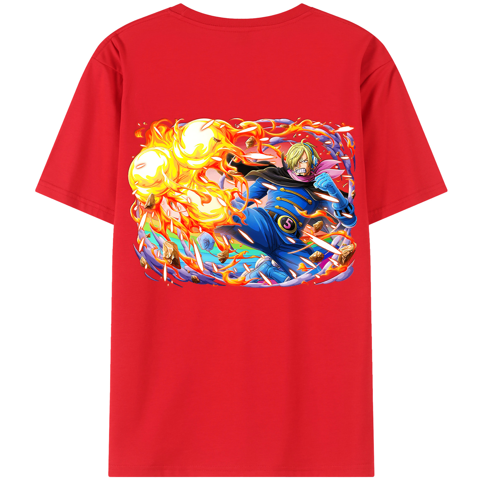 （画像用） ワンピース サンジ ONE PIECE Sanji 綿100％ メンズ半袖Tシャツ（バックプリント） 通気性