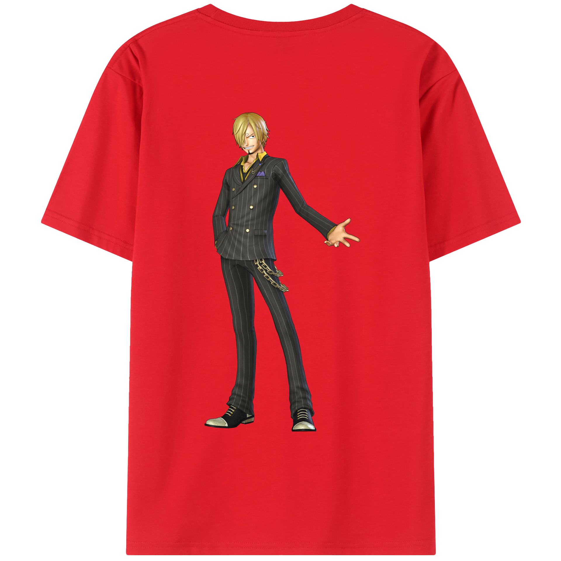 （画像用） ワンピース サンジ ONE PIECE Sanji 綿100％ メンズ半袖Tシャツ（バックプリント） 通気性