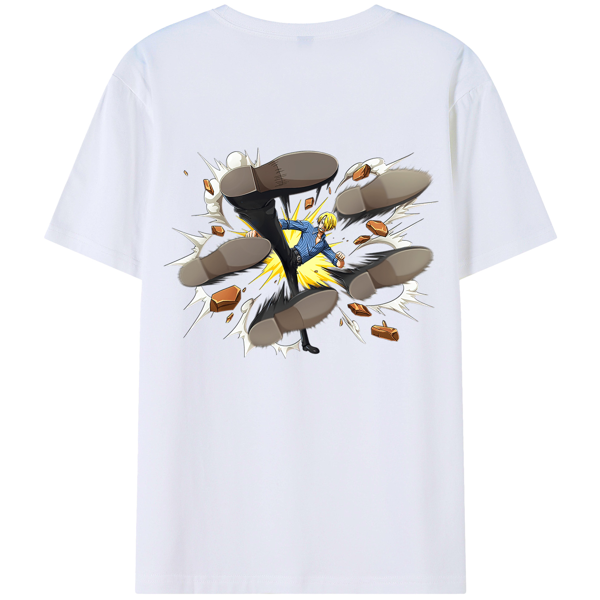 （画像用） ワンピース サンジ ONE PIECE Sanji 綿100％ メンズ半袖Tシャツ（バックプリント） 通気性