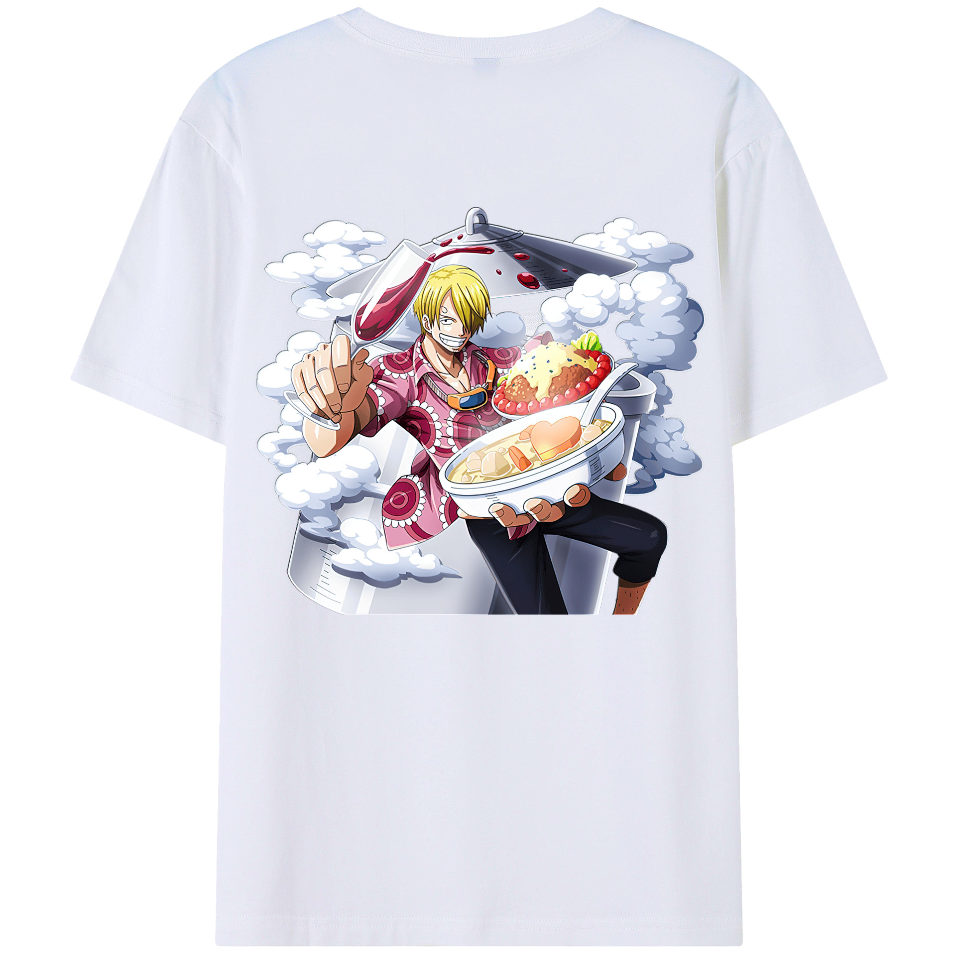 （画像用） ワンピース サンジ ONE PIECE Sanji 綿100％ メンズ半袖Tシャツ（バックプリント） 通気性