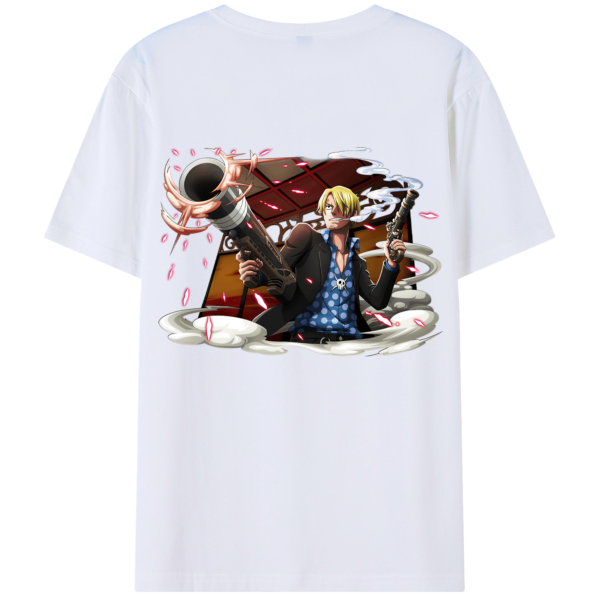 （画像用） ワンピース サンジ ONE PIECE Sanji 綿100％ メンズ半袖Tシャツ（バックプリント） 通気性