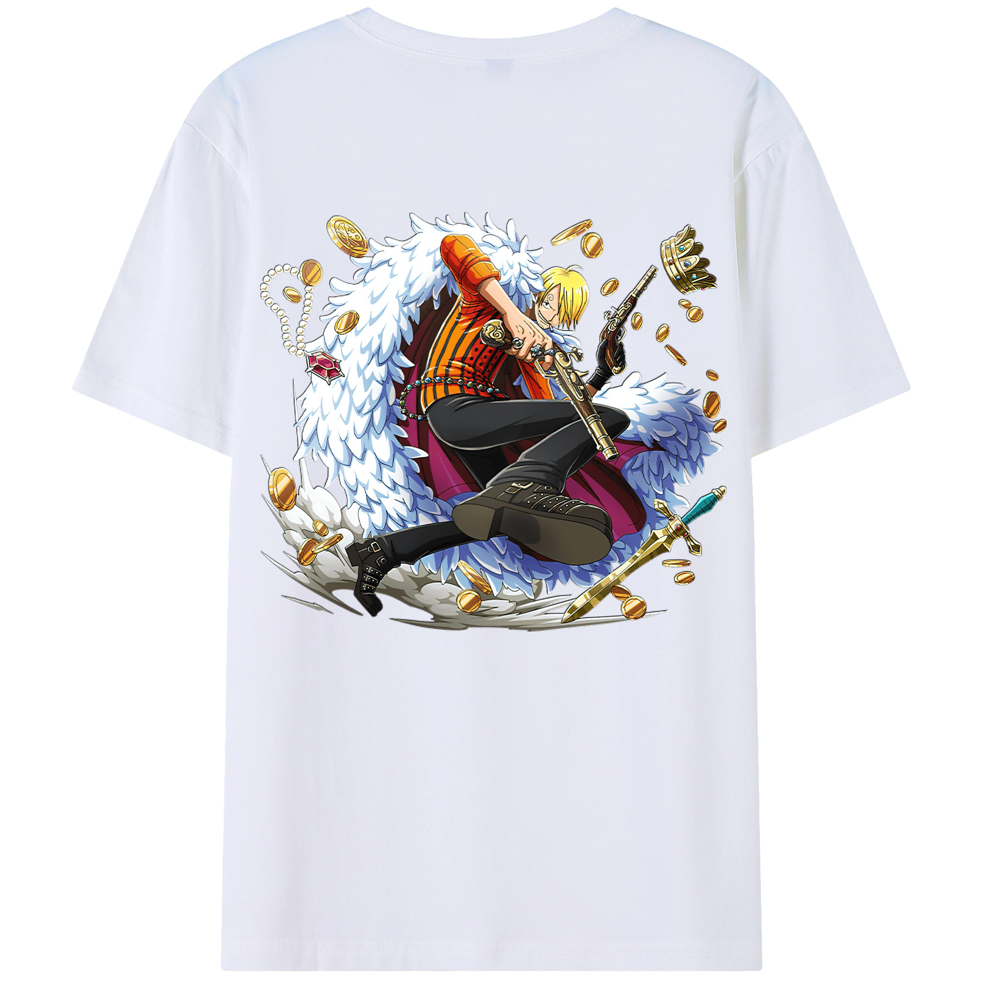 （画像用） ワンピース サンジ ONE PIECE Sanji 綿100％ メンズ半袖Tシャツ（バックプリント） 通気性