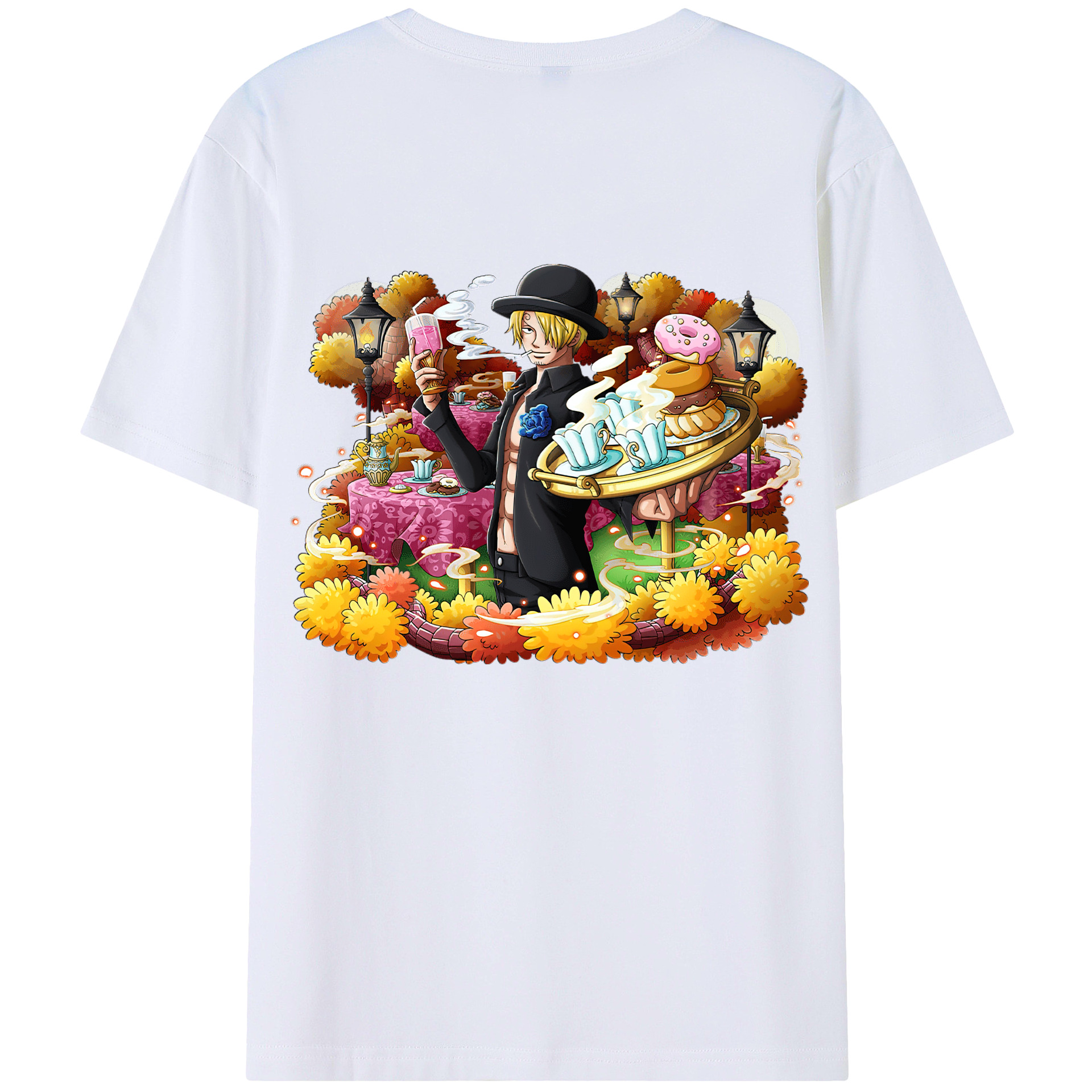 （画像用） ワンピース サンジ ONE PIECE Sanji 綿100％ メンズ半袖Tシャツ（バックプリント） 通気性