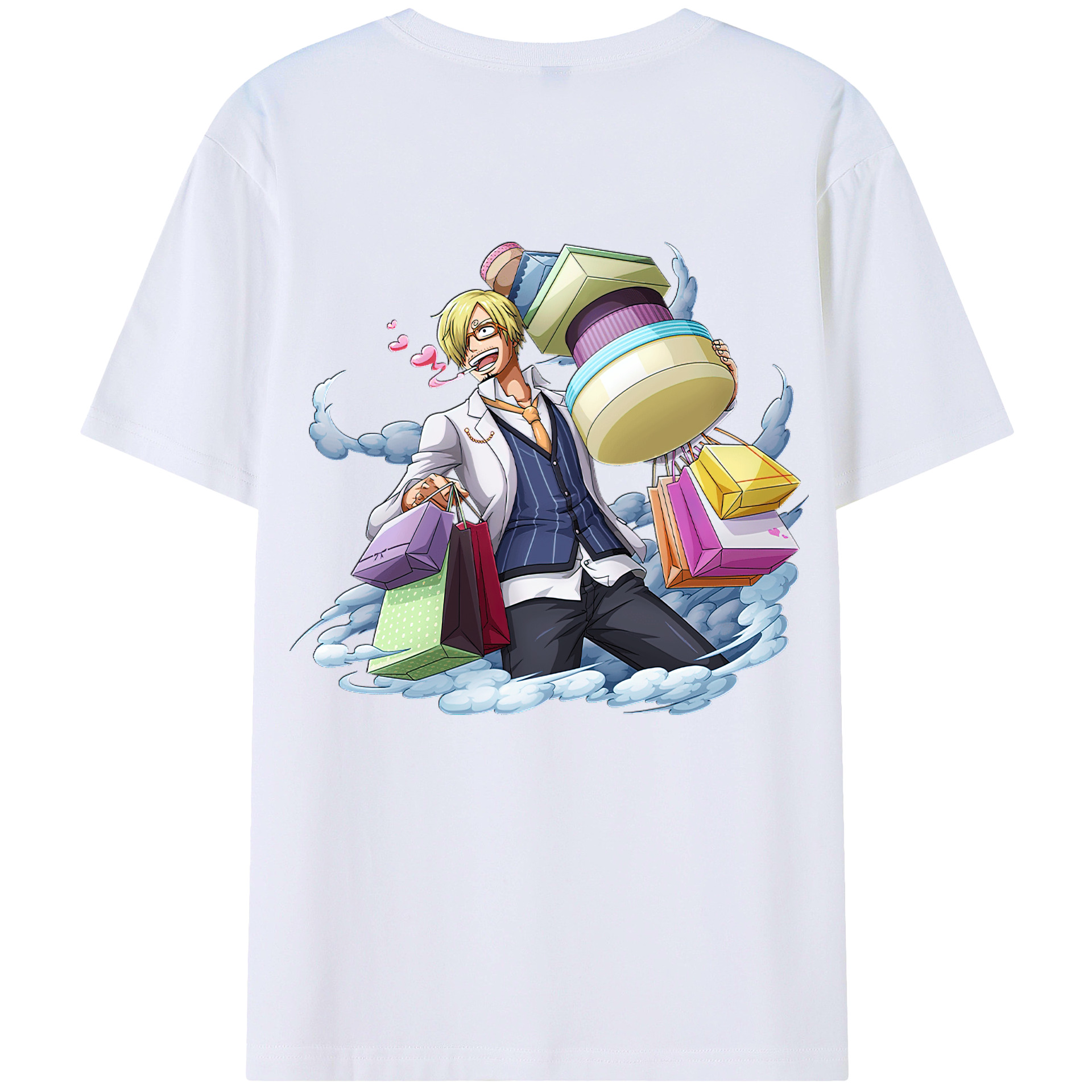 （画像用） ワンピース サンジ ONE PIECE Sanji 綿100％ メンズ半袖Tシャツ（バックプリント） 通気性