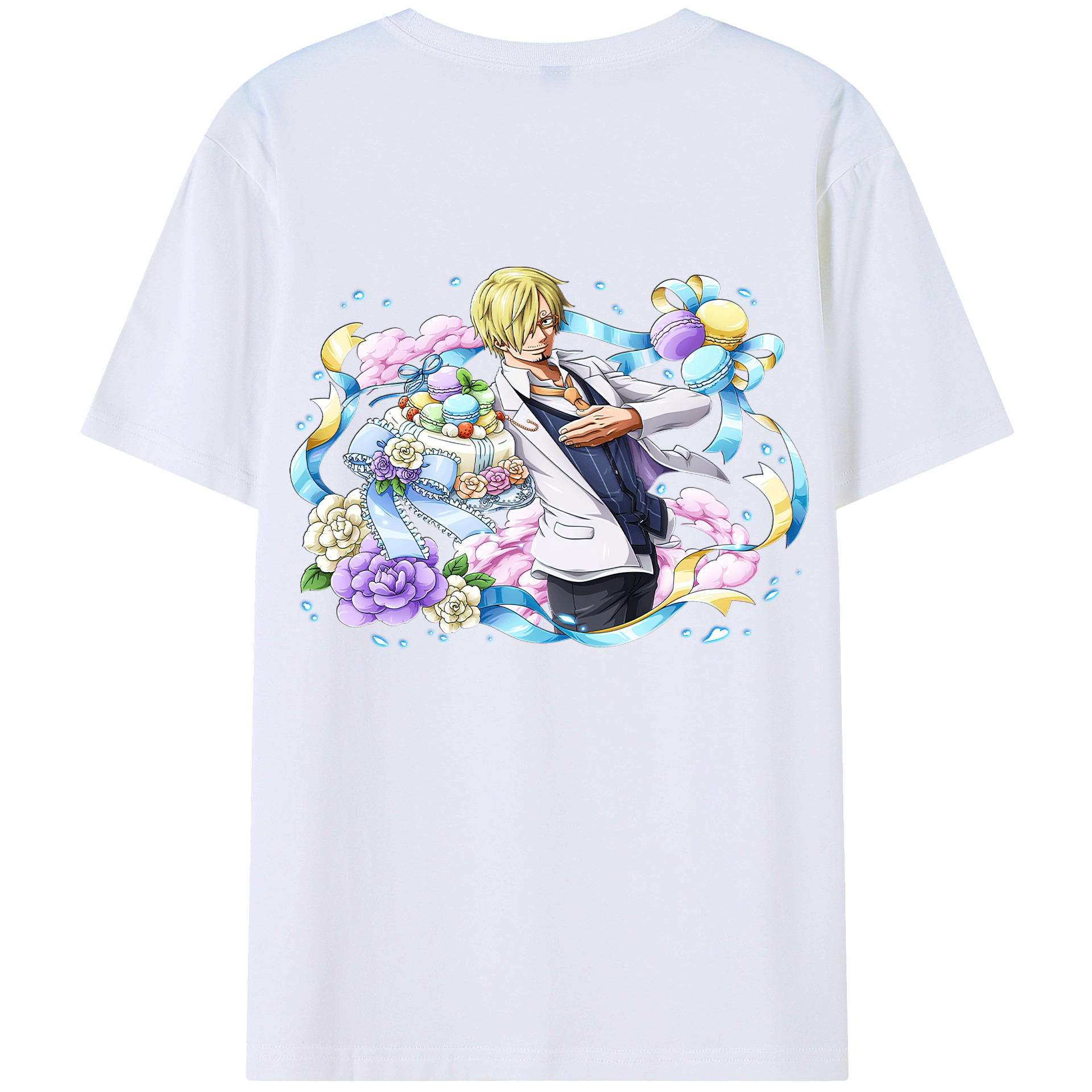 （画像用） ワンピース サンジ ONE PIECE Sanji 綿100％ メンズ半袖Tシャツ（バックプリント） 通気性