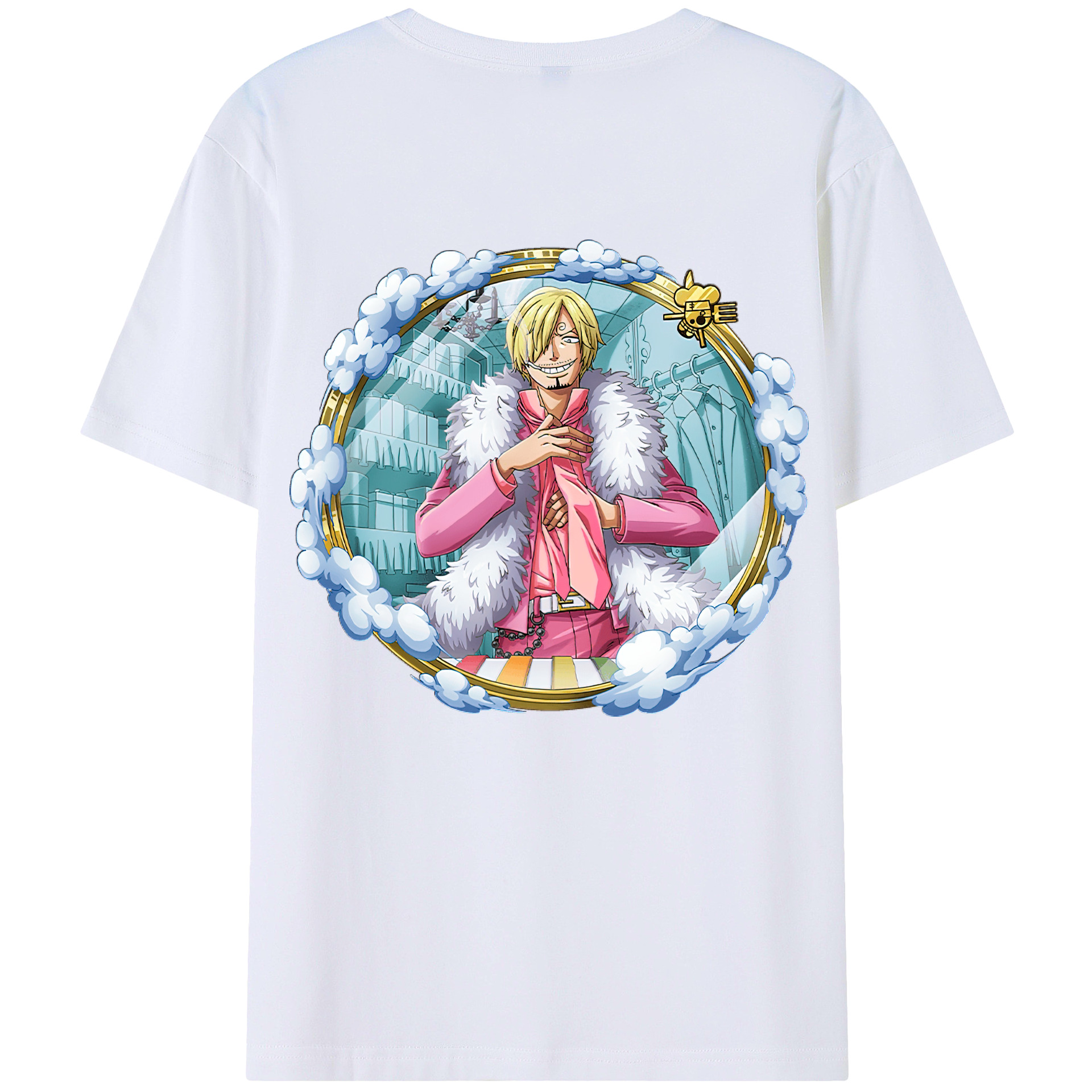 （画像用） ワンピース サンジ ONE PIECE Sanji 綿100％ メンズ半袖Tシャツ（バックプリント） 通気性