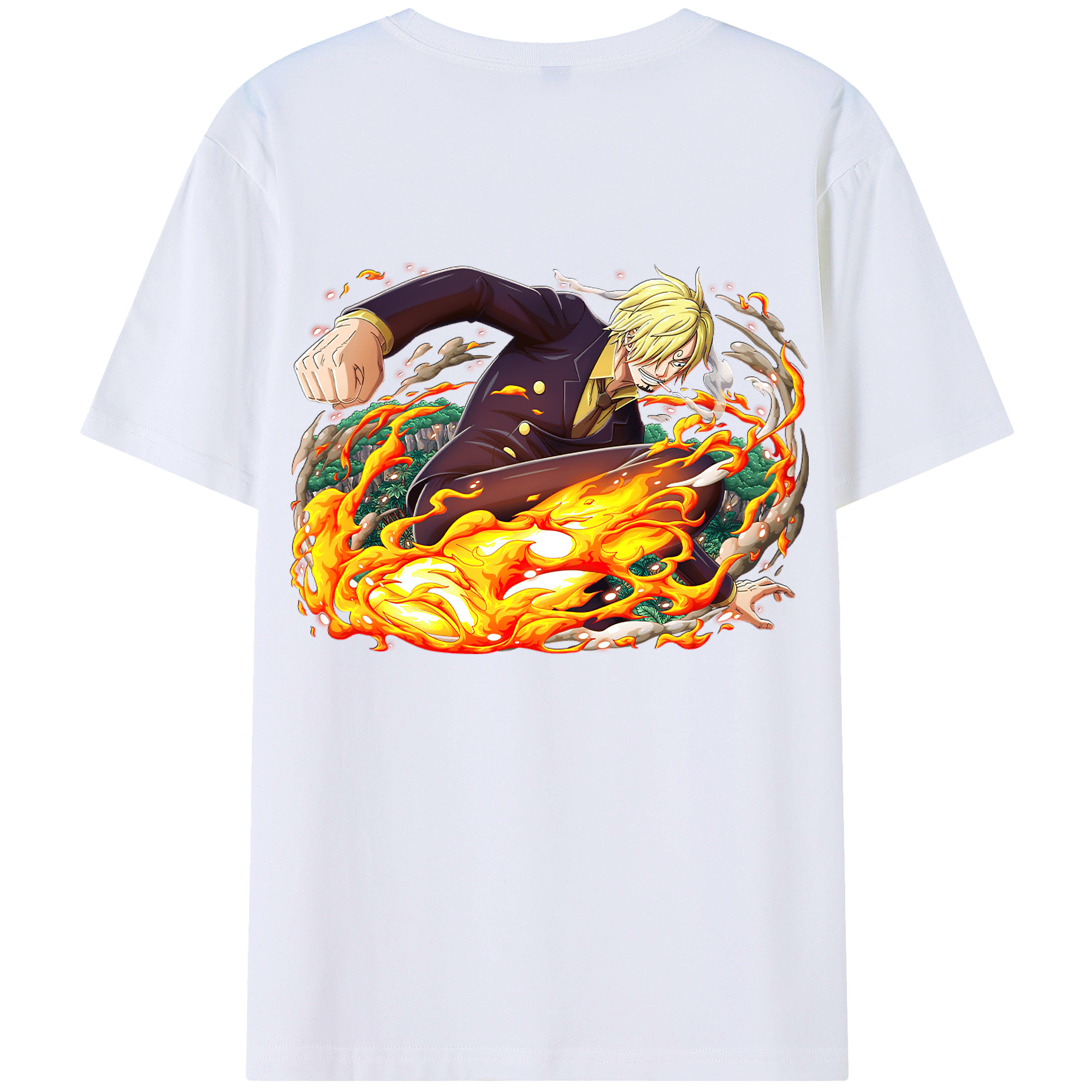 （画像用） ワンピース サンジ ONE PIECE Sanji 綿100％ メンズ半袖Tシャツ（バックプリント） 通気性