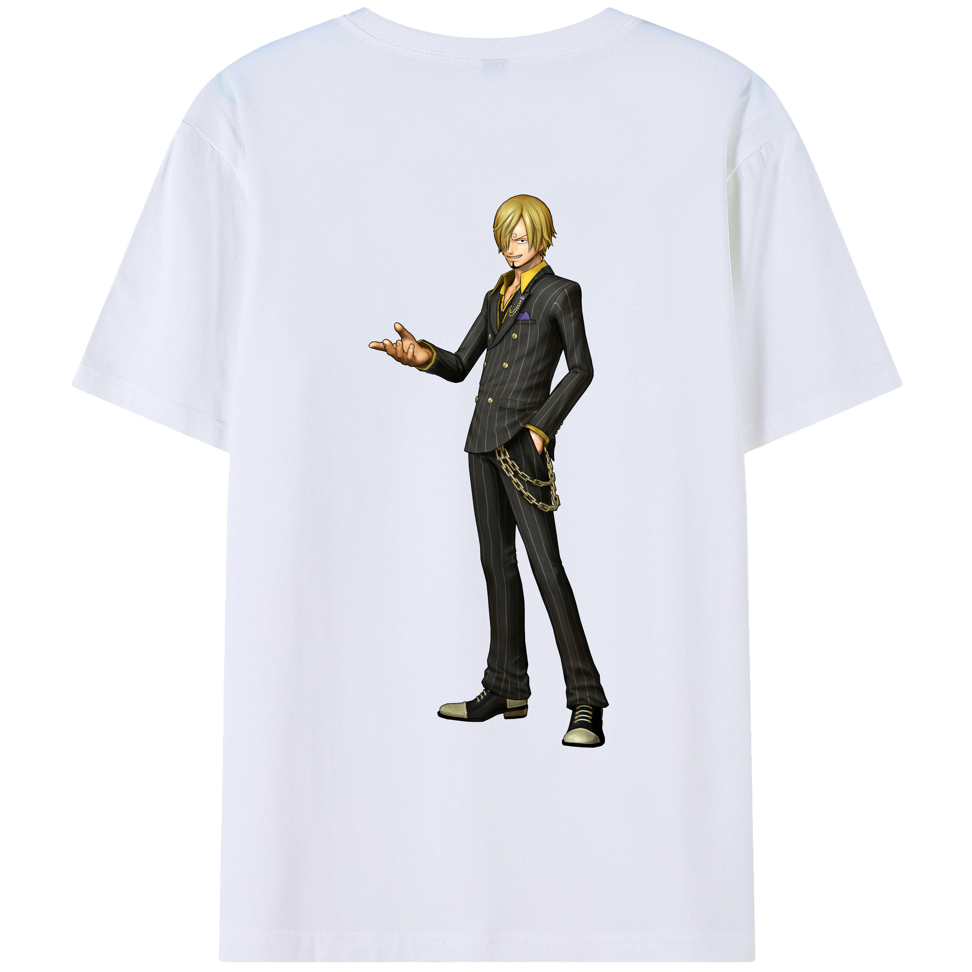 （画像用） ワンピース サンジ ONE PIECE Sanji 綿100％ メンズ半袖Tシャツ（バックプリント） 通気性