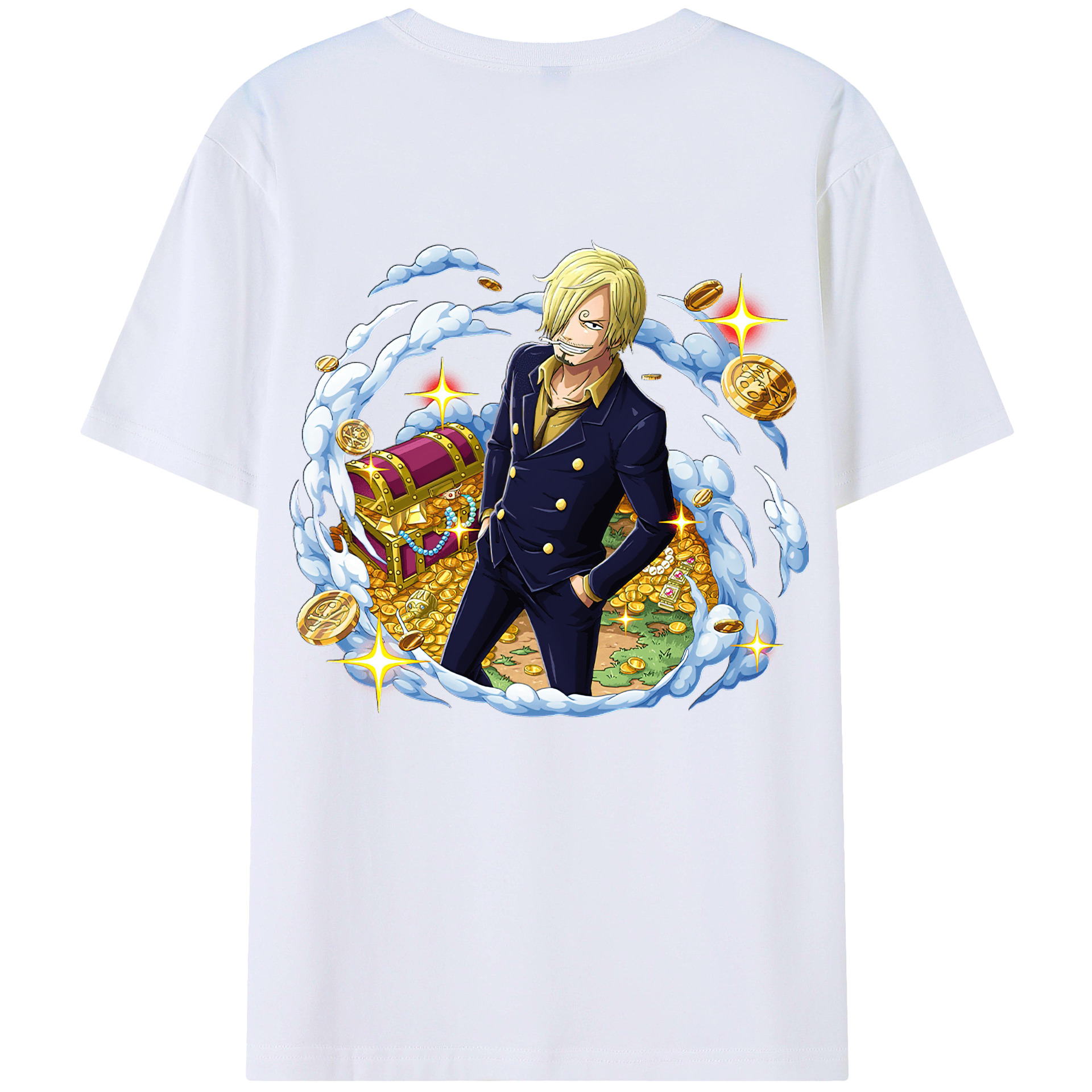 （画像用） ワンピース サンジ ONE PIECE Sanji 綿100％ メンズ半袖Tシャツ（バックプリント） 通気性
