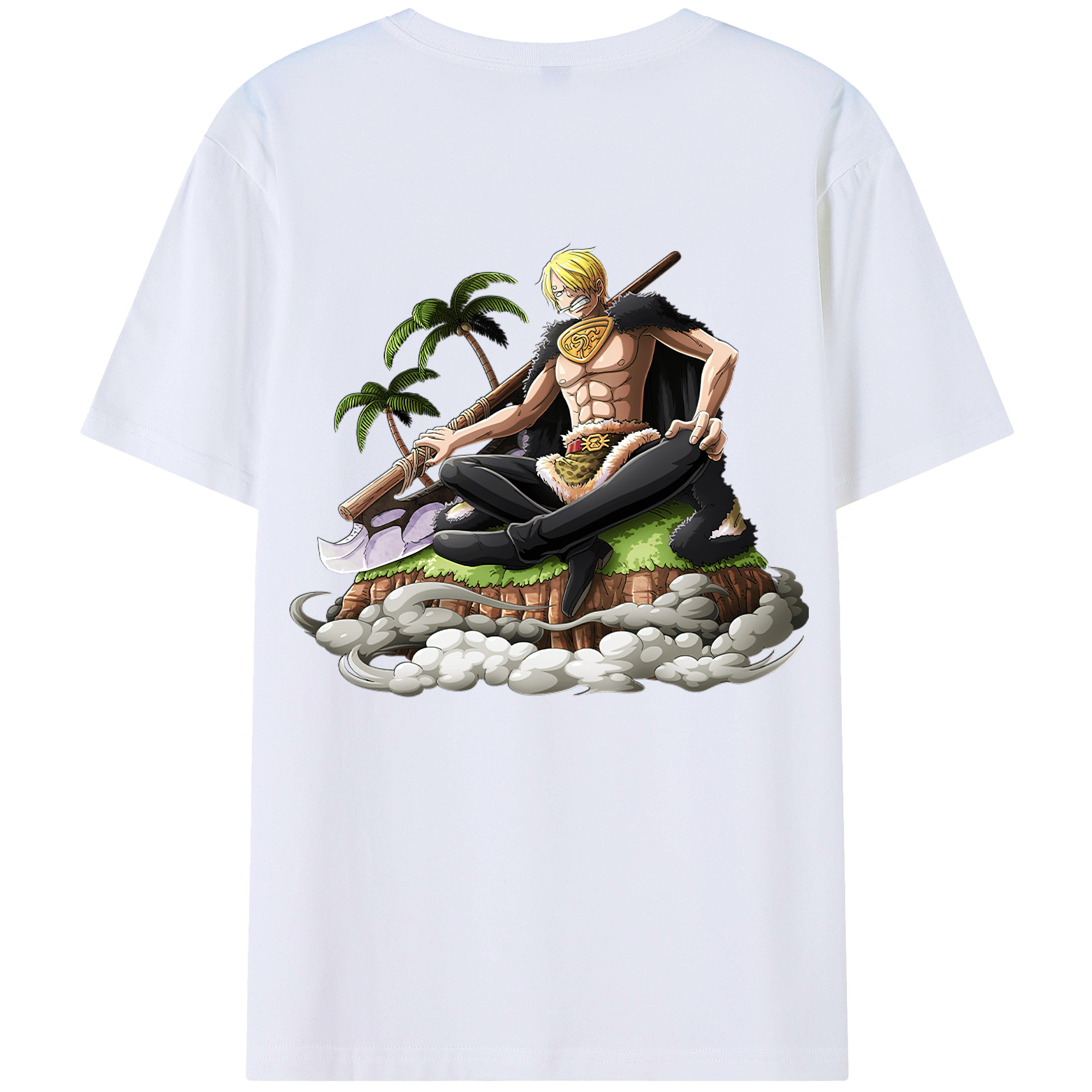 （画像用） ワンピース サンジ ONE PIECE Sanji 綿100％ メンズ半袖Tシャツ（バックプリント） 通気性