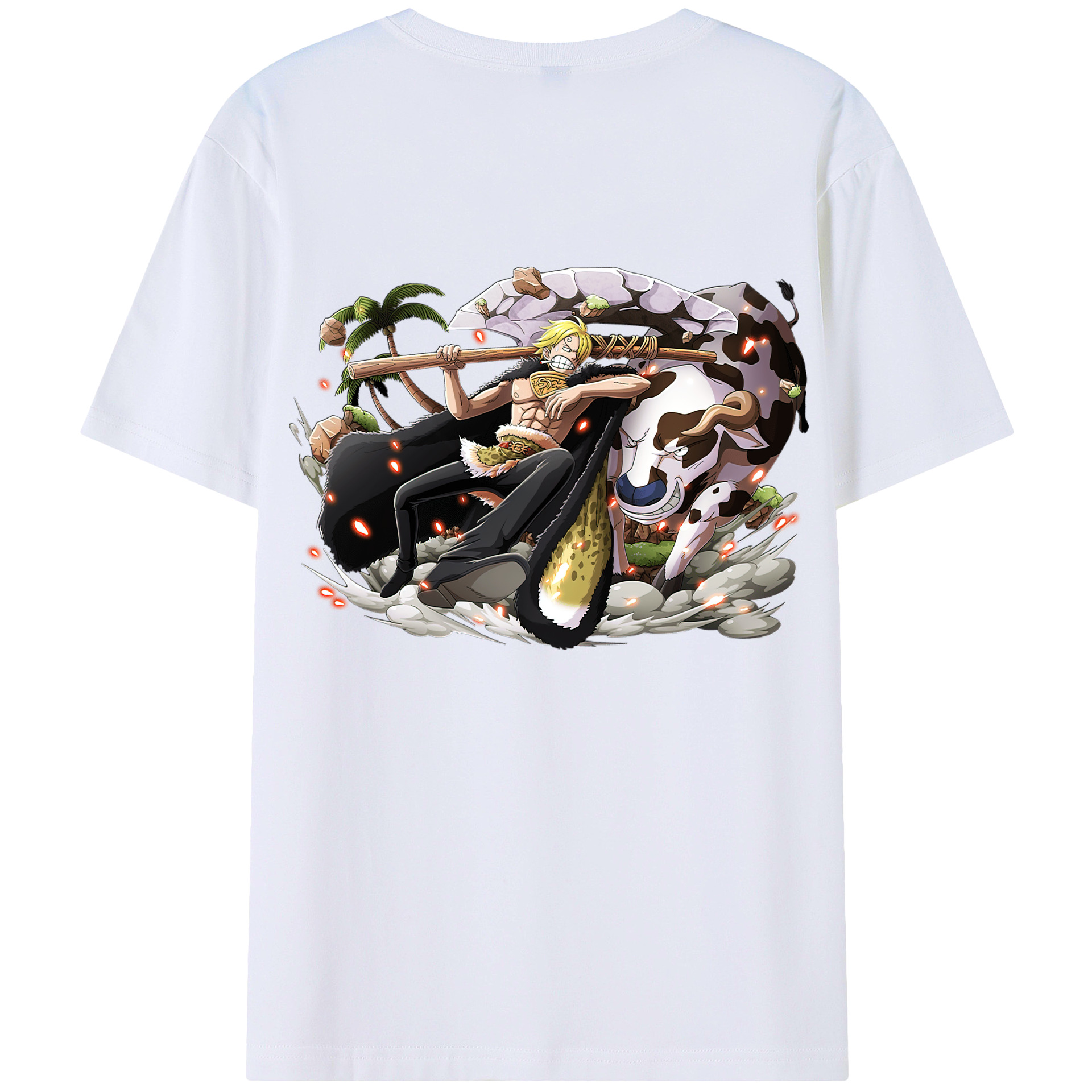 （画像用） ワンピース サンジ ONE PIECE Sanji 綿100％ メンズ半袖Tシャツ（バックプリント） 通気性