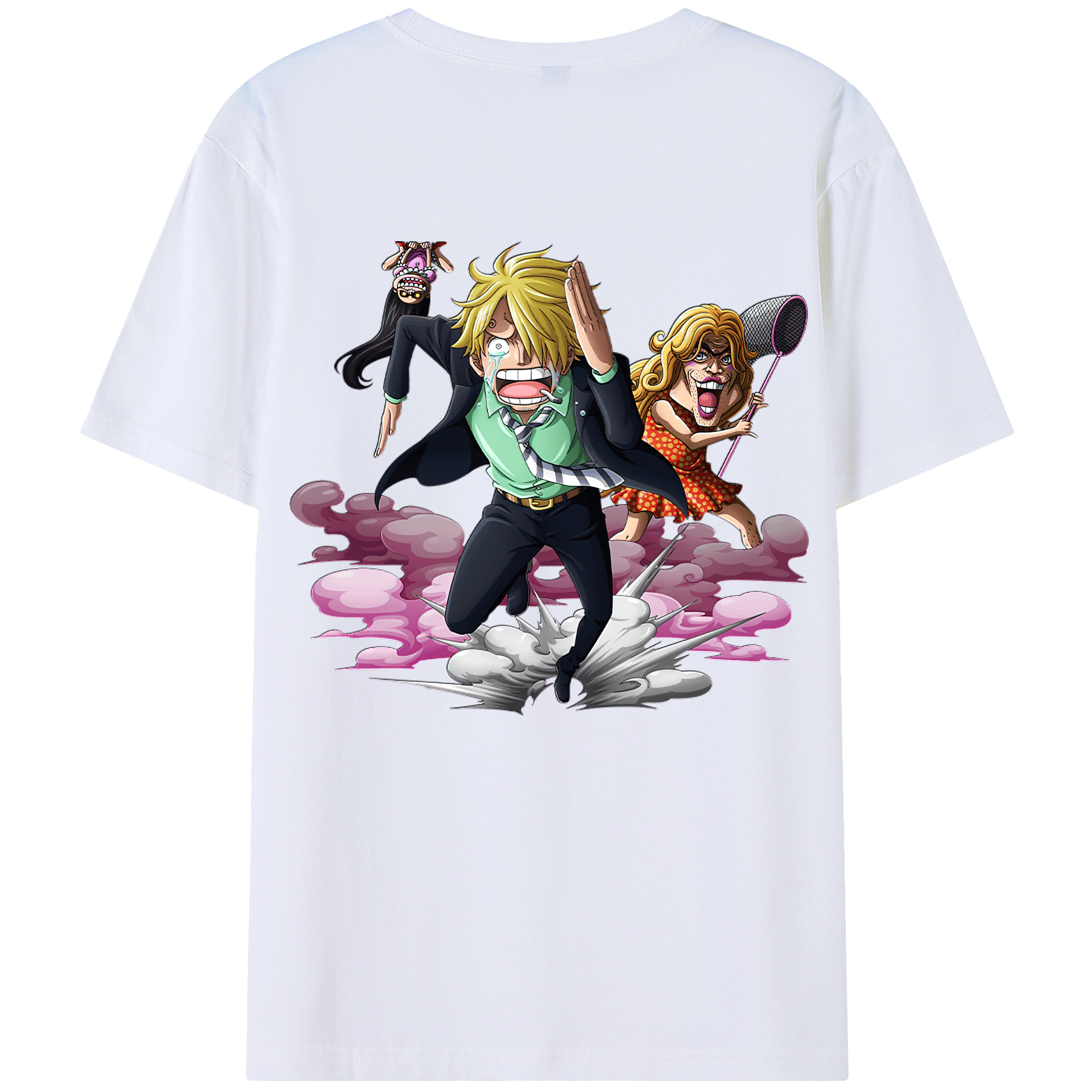 （画像用） ワンピース サンジ ONE PIECE Sanji 綿100％ メンズ半袖Tシャツ（バックプリント） 通気性