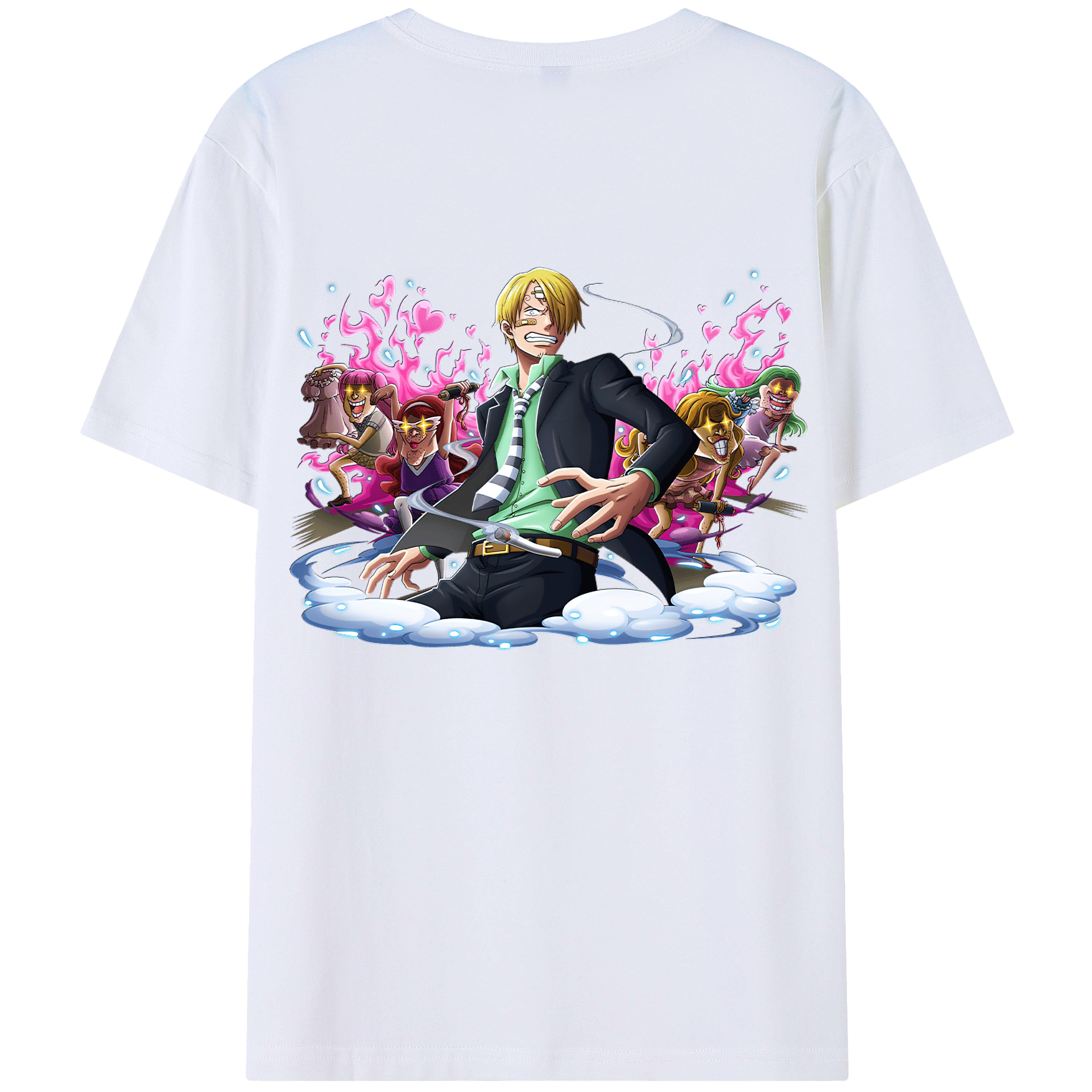 （画像用） ワンピース サンジ ONE PIECE Sanji 綿100％ メンズ半袖Tシャツ（バックプリント） 通気性
