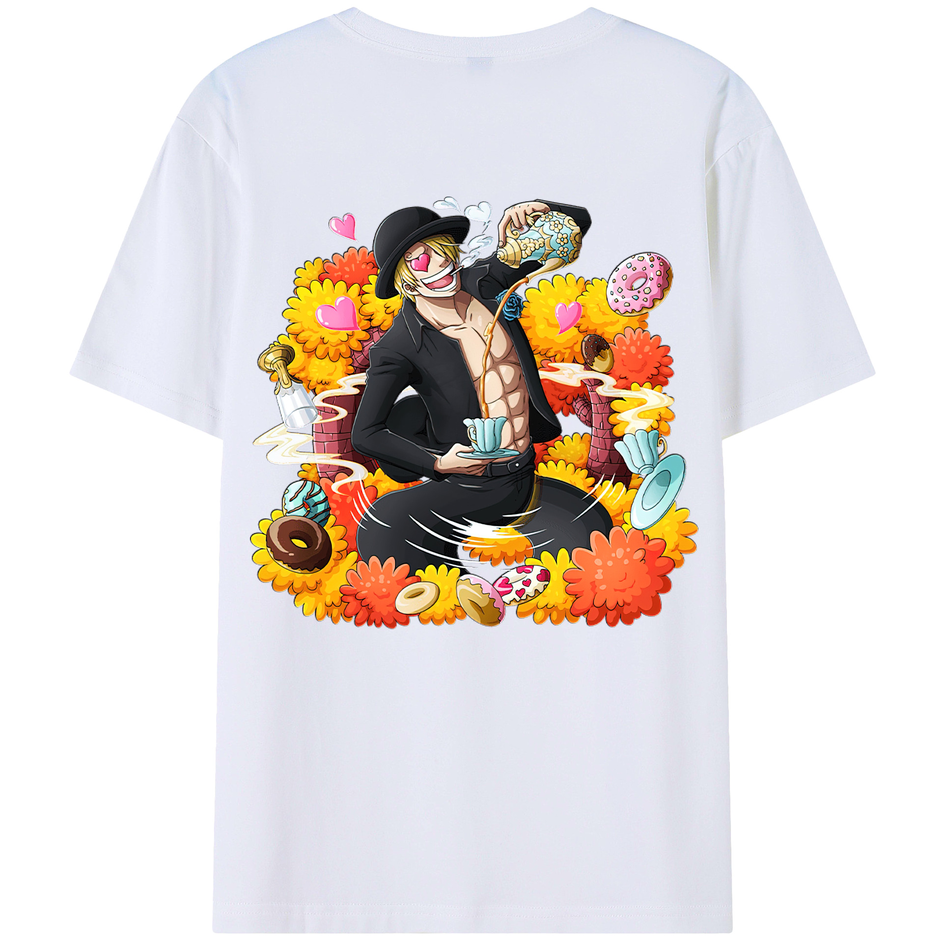 （画像用） ワンピース サンジ ONE PIECE Sanji 綿100％ メンズ半袖Tシャツ（バックプリント） 通気性
