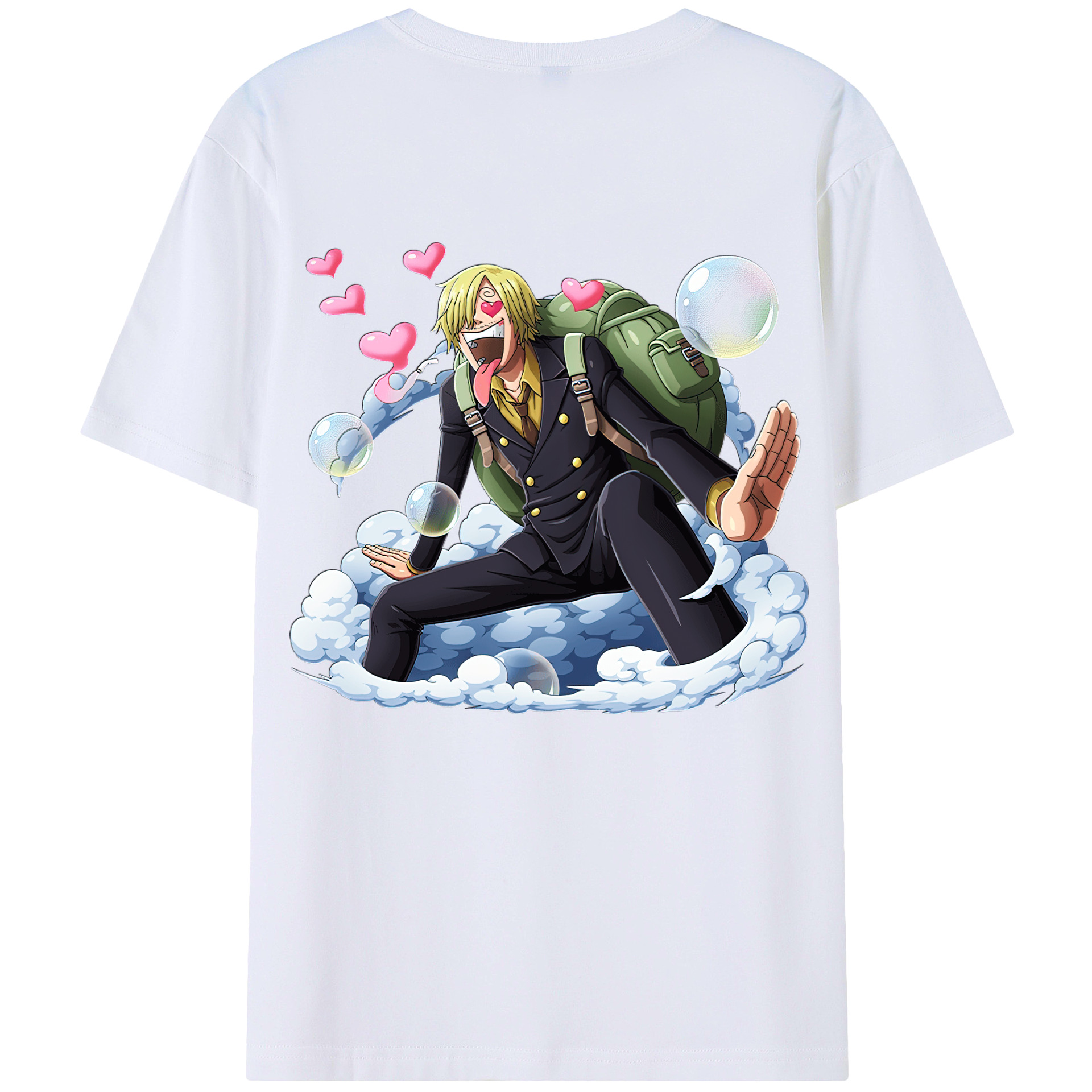 （画像用） ワンピース サンジ ONE PIECE Sanji 綿100％ メンズ半袖Tシャツ（バックプリント） 通気性