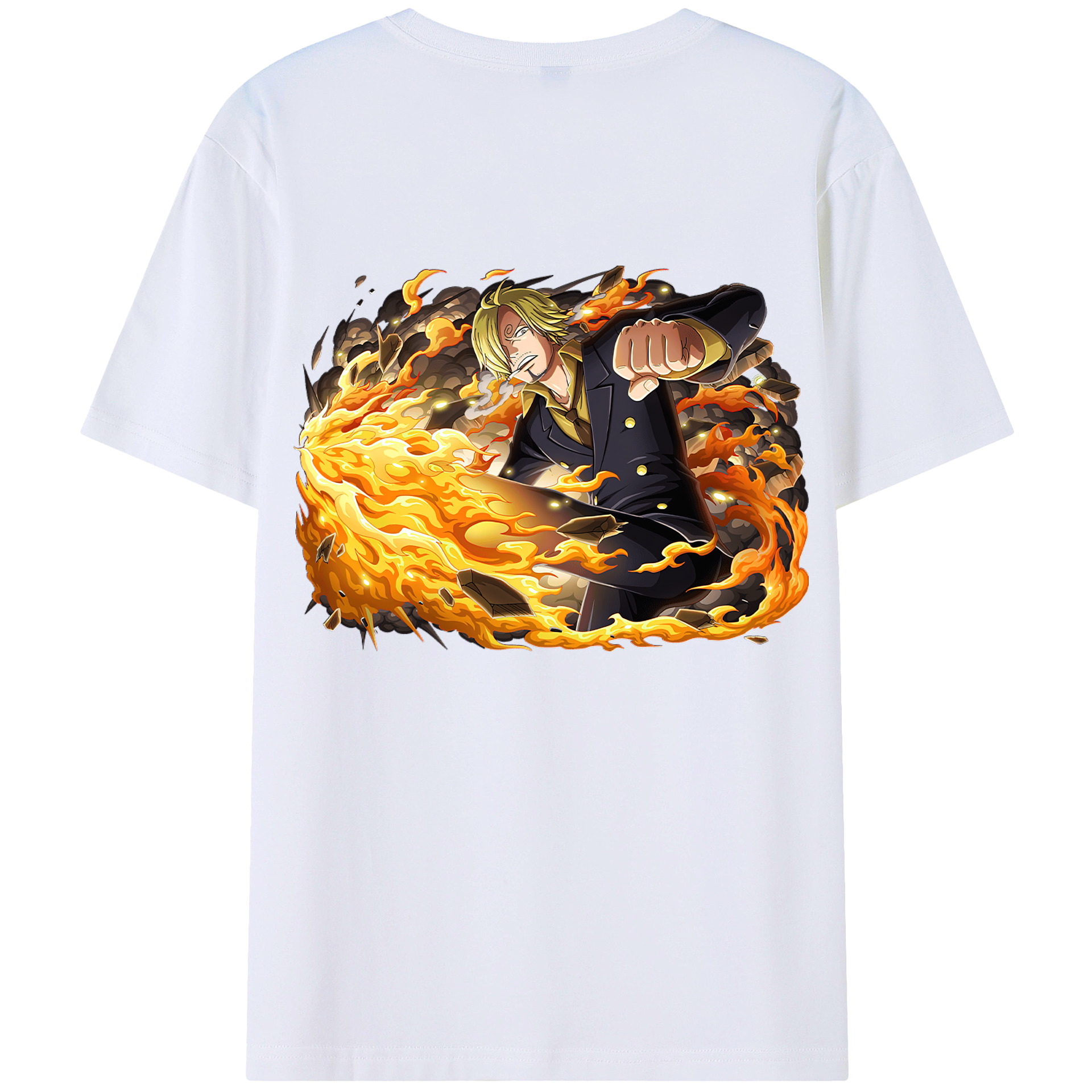 （画像用） ワンピース サンジ ONE PIECE Sanji 綿100％ メンズ半袖Tシャツ（バックプリント） 通気性
