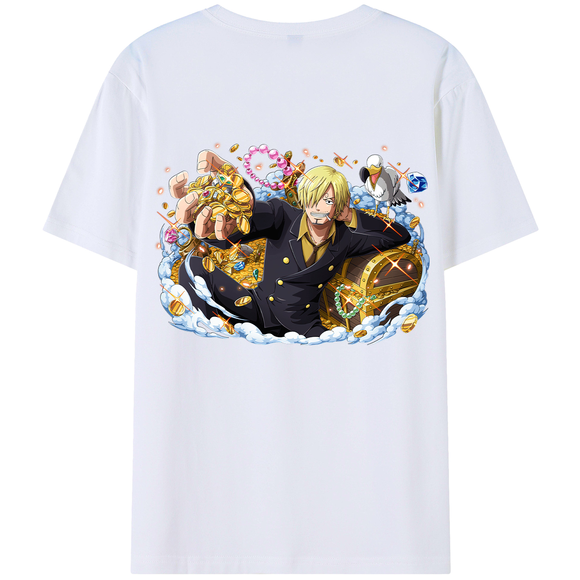 （画像用） ワンピース サンジ ONE PIECE Sanji 綿100％ メンズ半袖Tシャツ（バックプリント） 通気性
