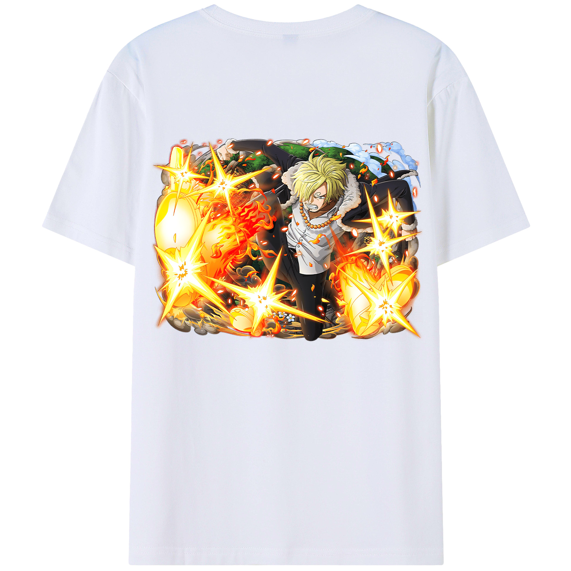 （画像用） ワンピース サンジ ONE PIECE Sanji 綿100％ メンズ半袖Tシャツ（バックプリント） 通気性