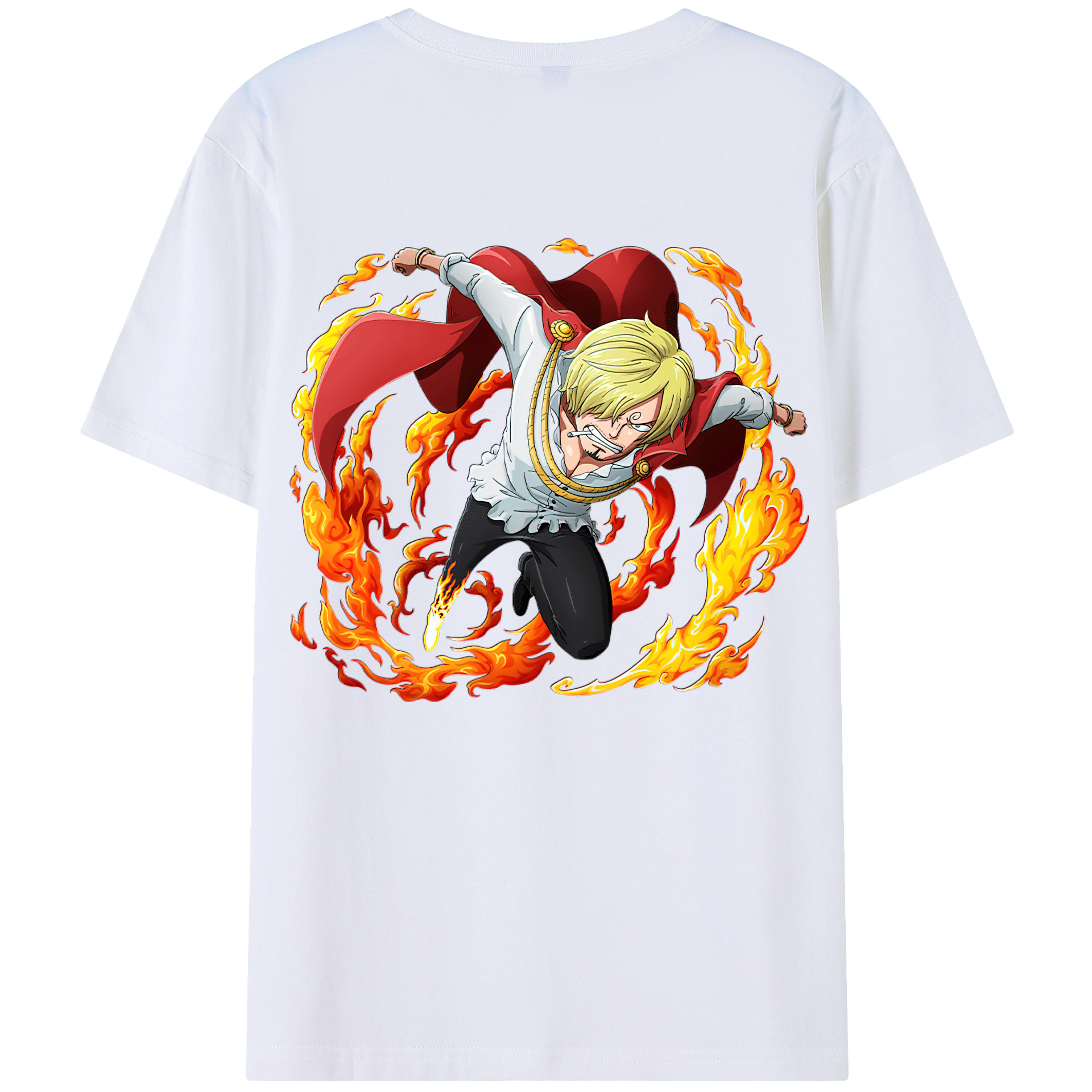 （画像用） ワンピース サンジ ONE PIECE Sanji 綿100％ メンズ半袖Tシャツ（バックプリント） 通気性