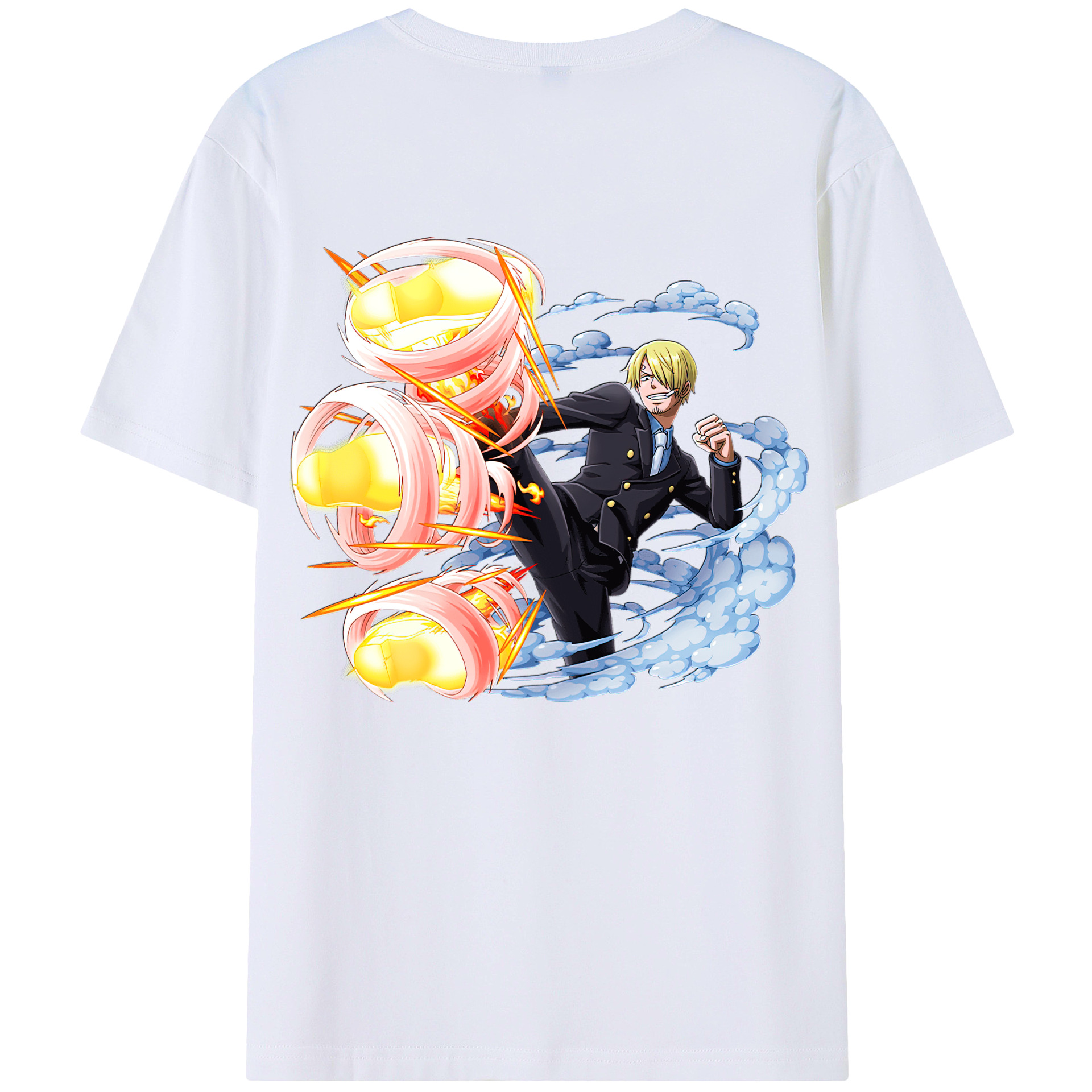 （画像用） ワンピース サンジ ONE PIECE Sanji 綿100％ メンズ半袖Tシャツ（バックプリント） 通気性