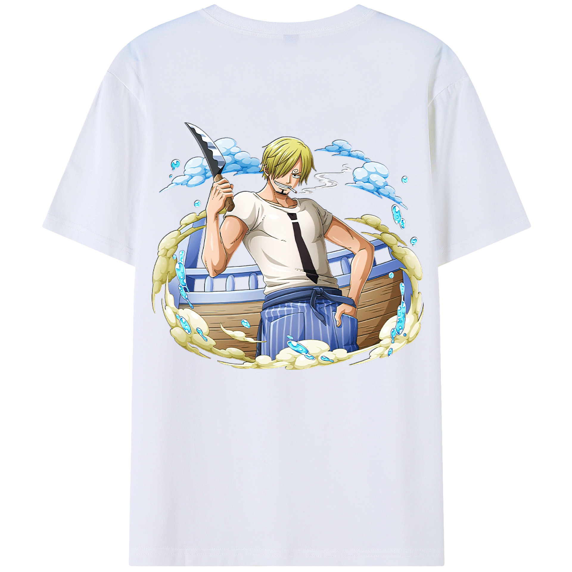 （画像用） ワンピース サンジ ONE PIECE Sanji 綿100％ メンズ半袖Tシャツ（バックプリント） 通気性
