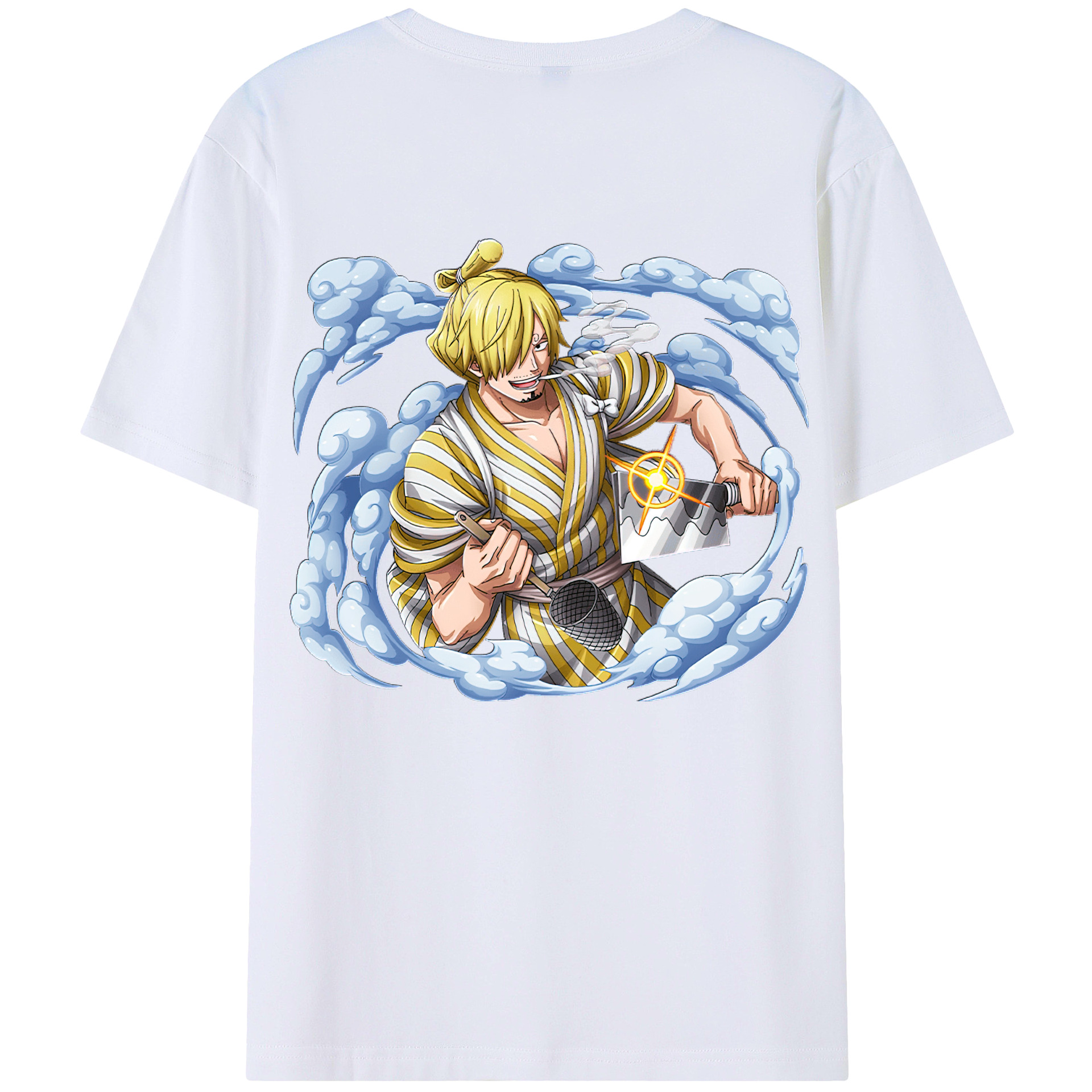 （画像用） ワンピース サンジ ONE PIECE Sanji 綿100％ メンズ半袖Tシャツ（バックプリント） 通気性