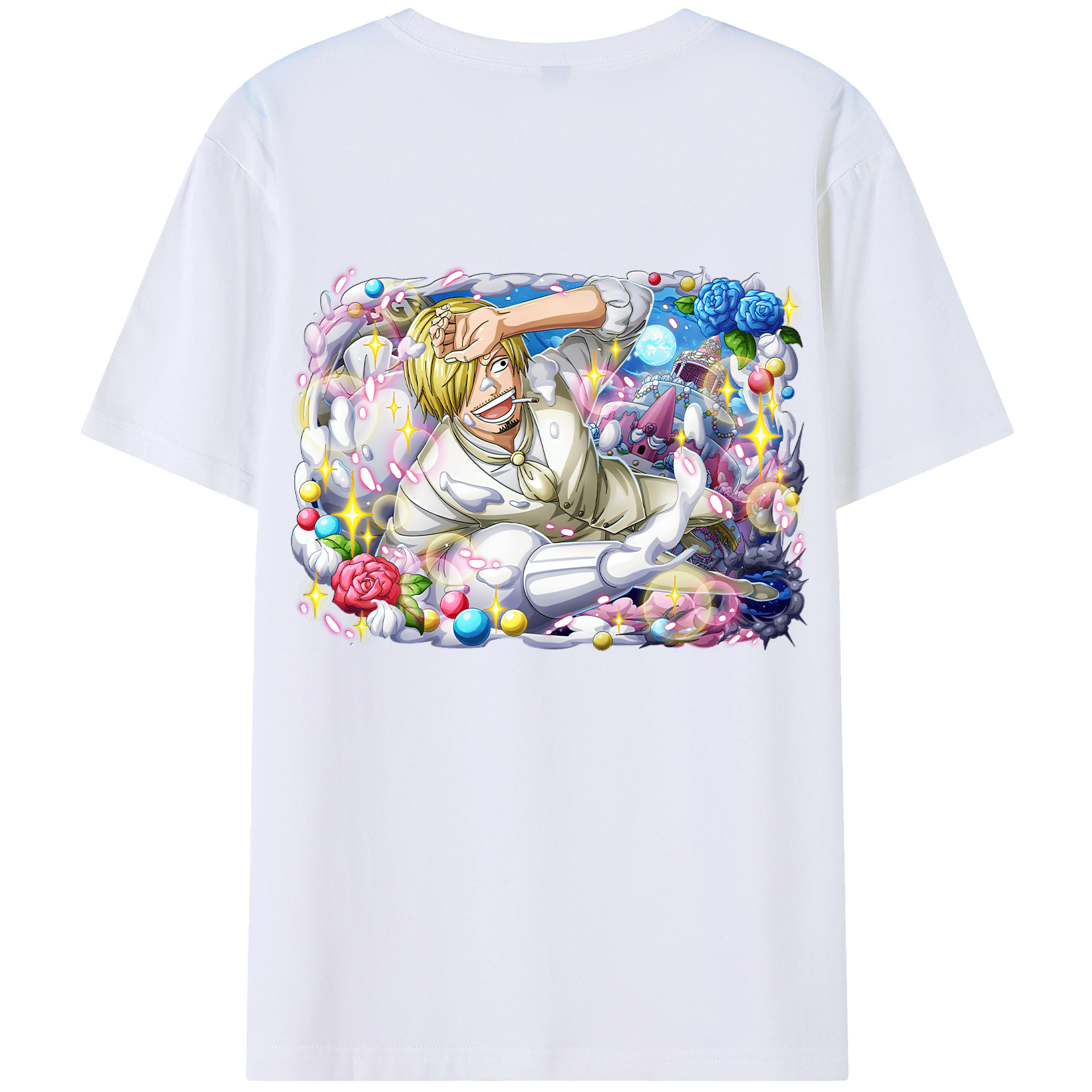 （画像用） ワンピース サンジ ONE PIECE Sanji 綿100％ メンズ半袖Tシャツ（バックプリント） 通気性