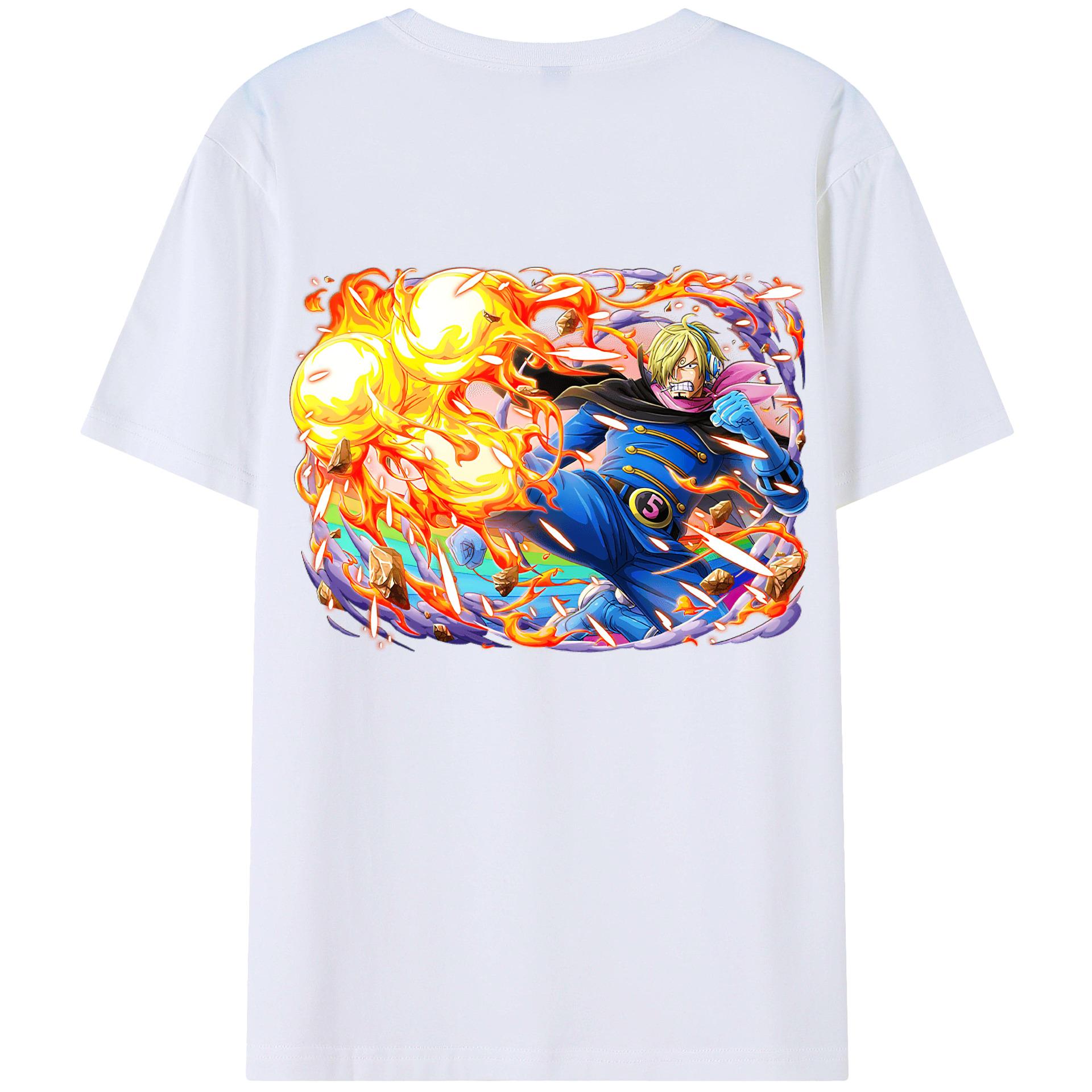 （画像用） ワンピース サンジ ONE PIECE Sanji 綿100％ メンズ半袖Tシャツ（バックプリント） 通気性