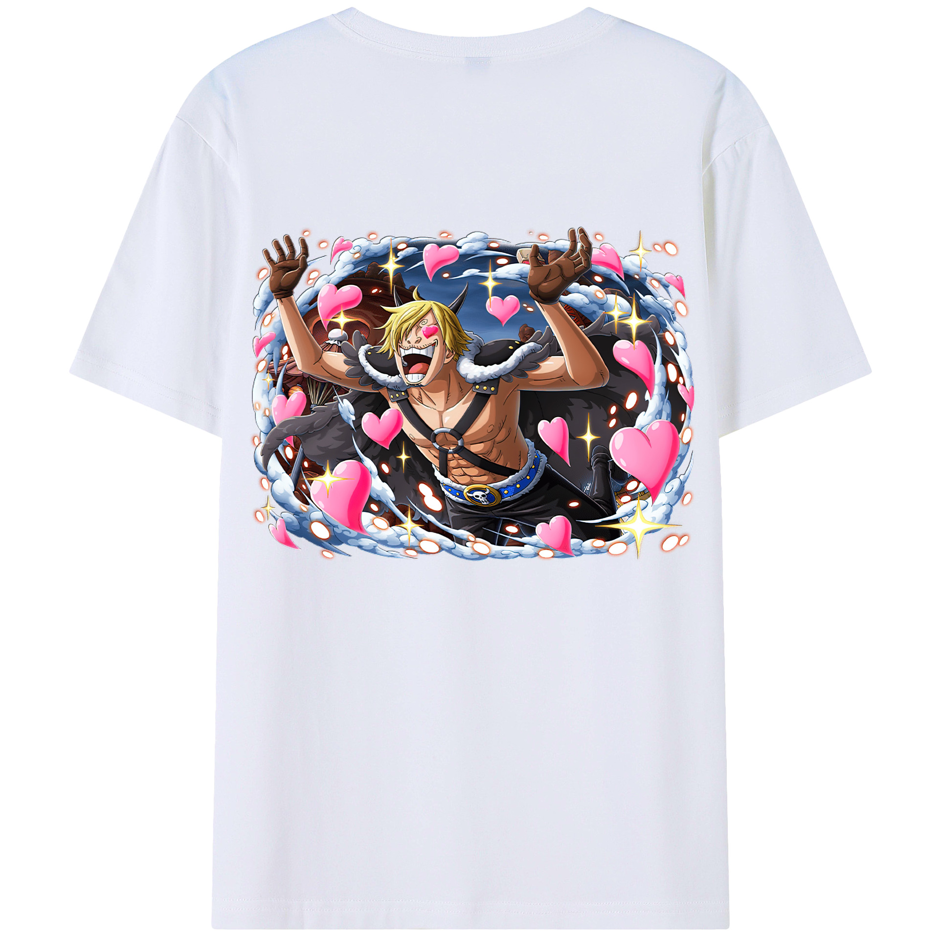（画像用） ワンピース サンジ ONE PIECE Sanji 綿100％ メンズ半袖Tシャツ（バックプリント） 通気性
