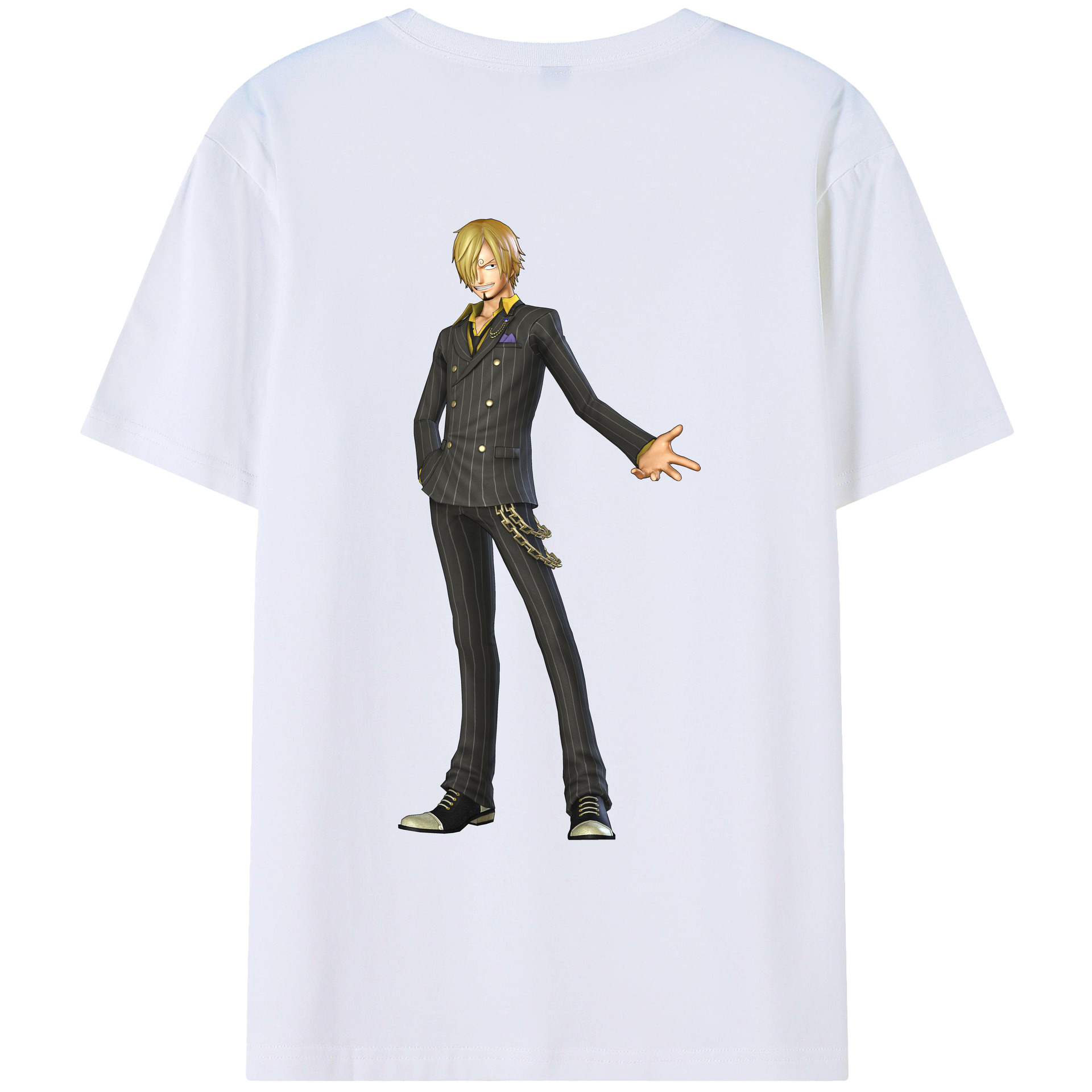 （画像用） ワンピース サンジ ONE PIECE Sanji 綿100％ メンズ半袖Tシャツ（バックプリント） 通気性