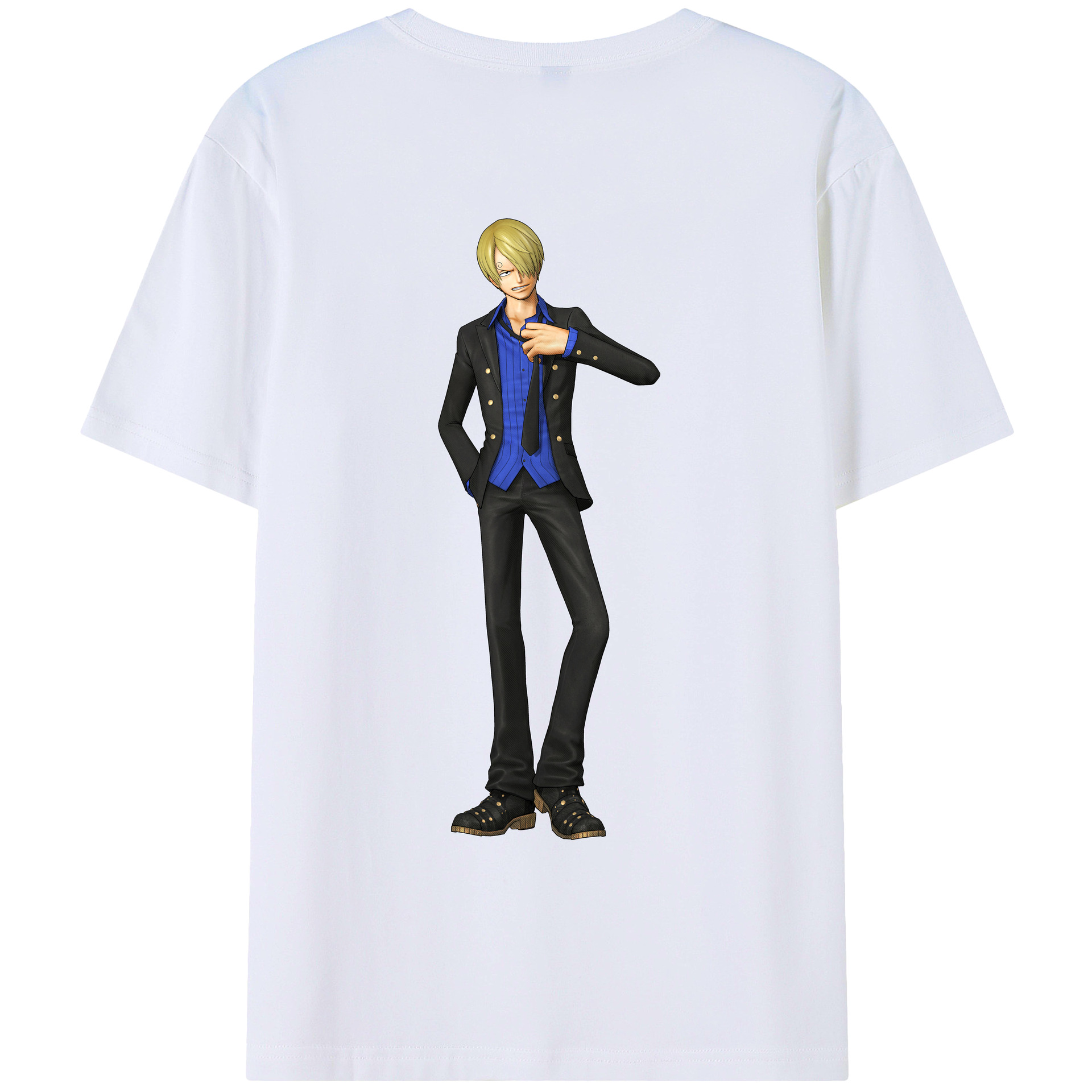 （画像用） ワンピース サンジ ONE PIECE Sanji 綿100％ メンズ半袖Tシャツ（バックプリント） 通気性