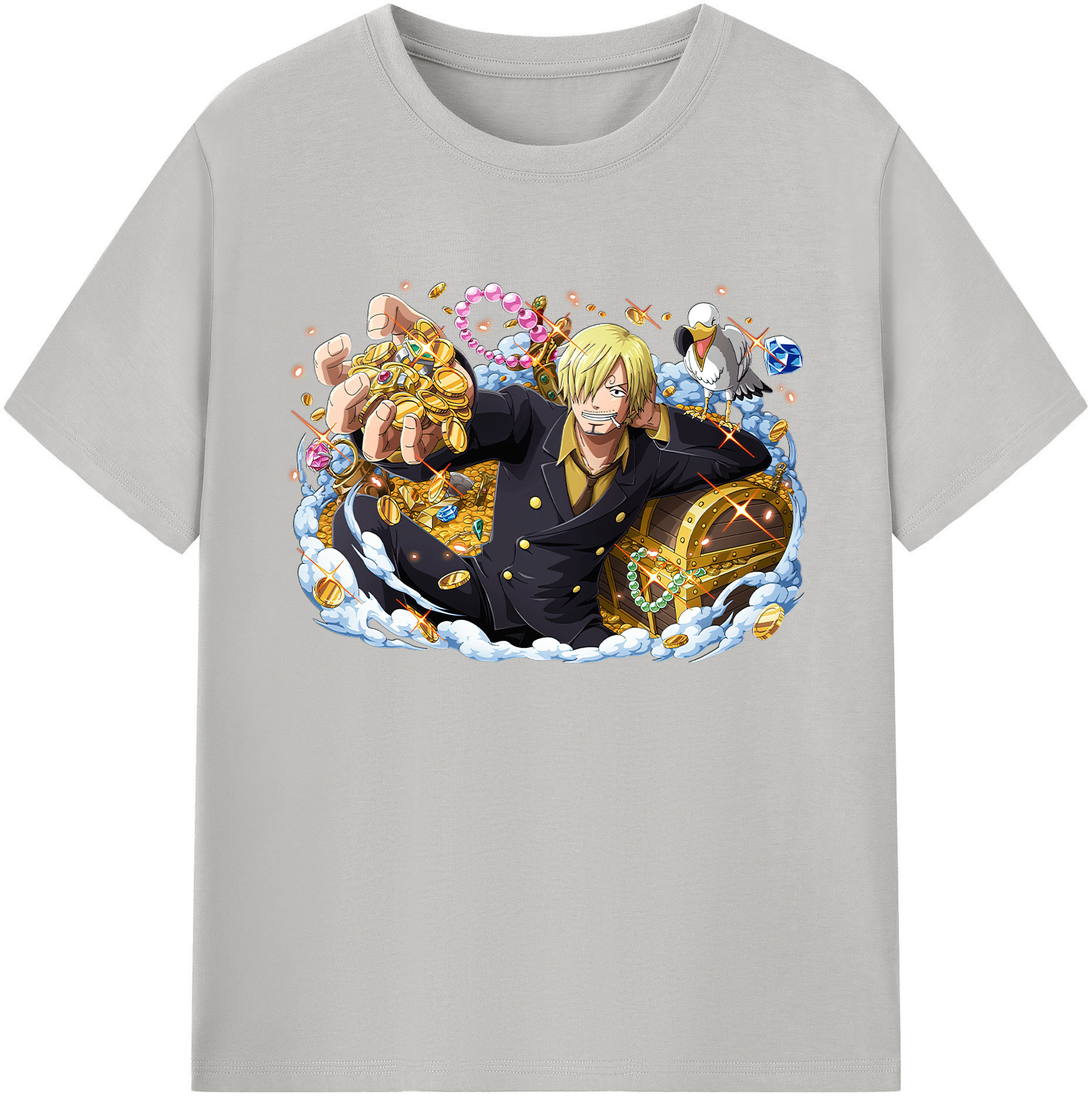 （画像用） ワンピース サンジ ONE PIECE Sanji 綿100％ メンズ半袖Tシャツ｜肌触りやわらか＆通気性